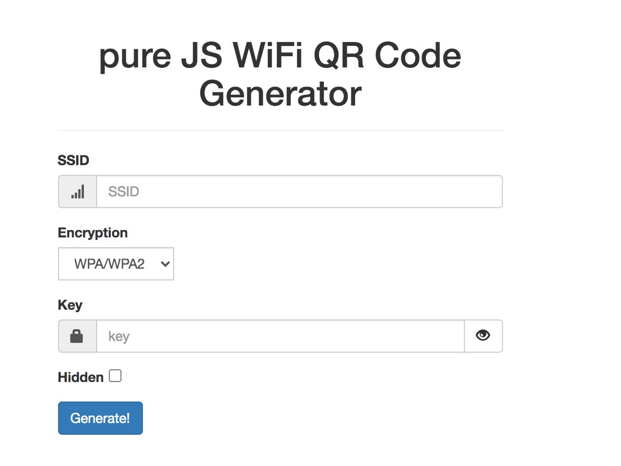 Screenshot of QiFi website for Wi-Fi password sharing