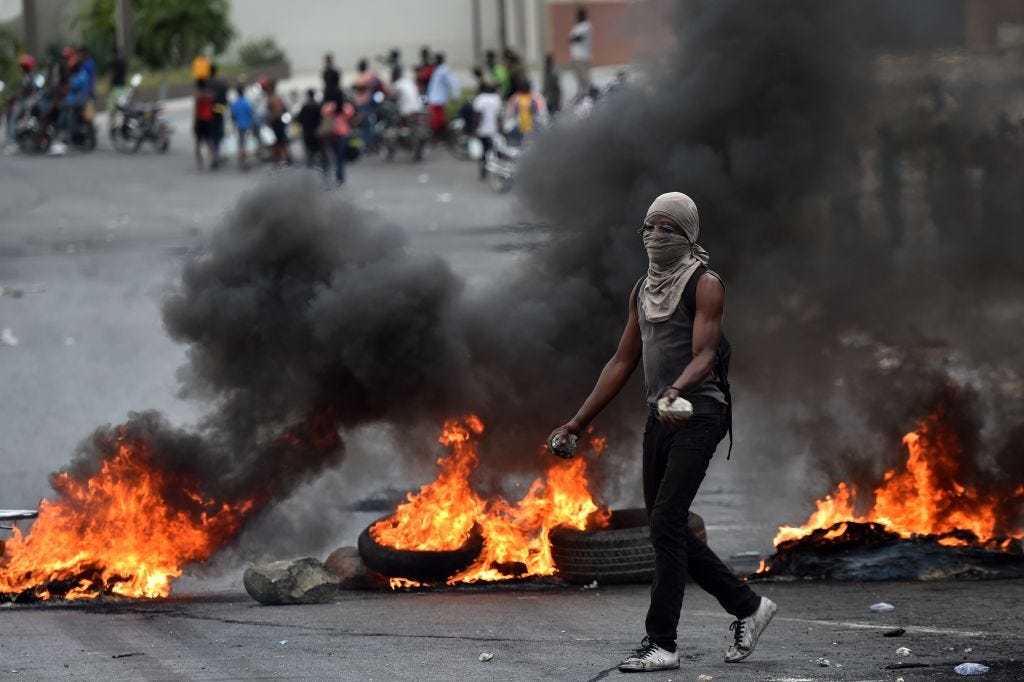 A demonstrator during 2019 Haiti protests