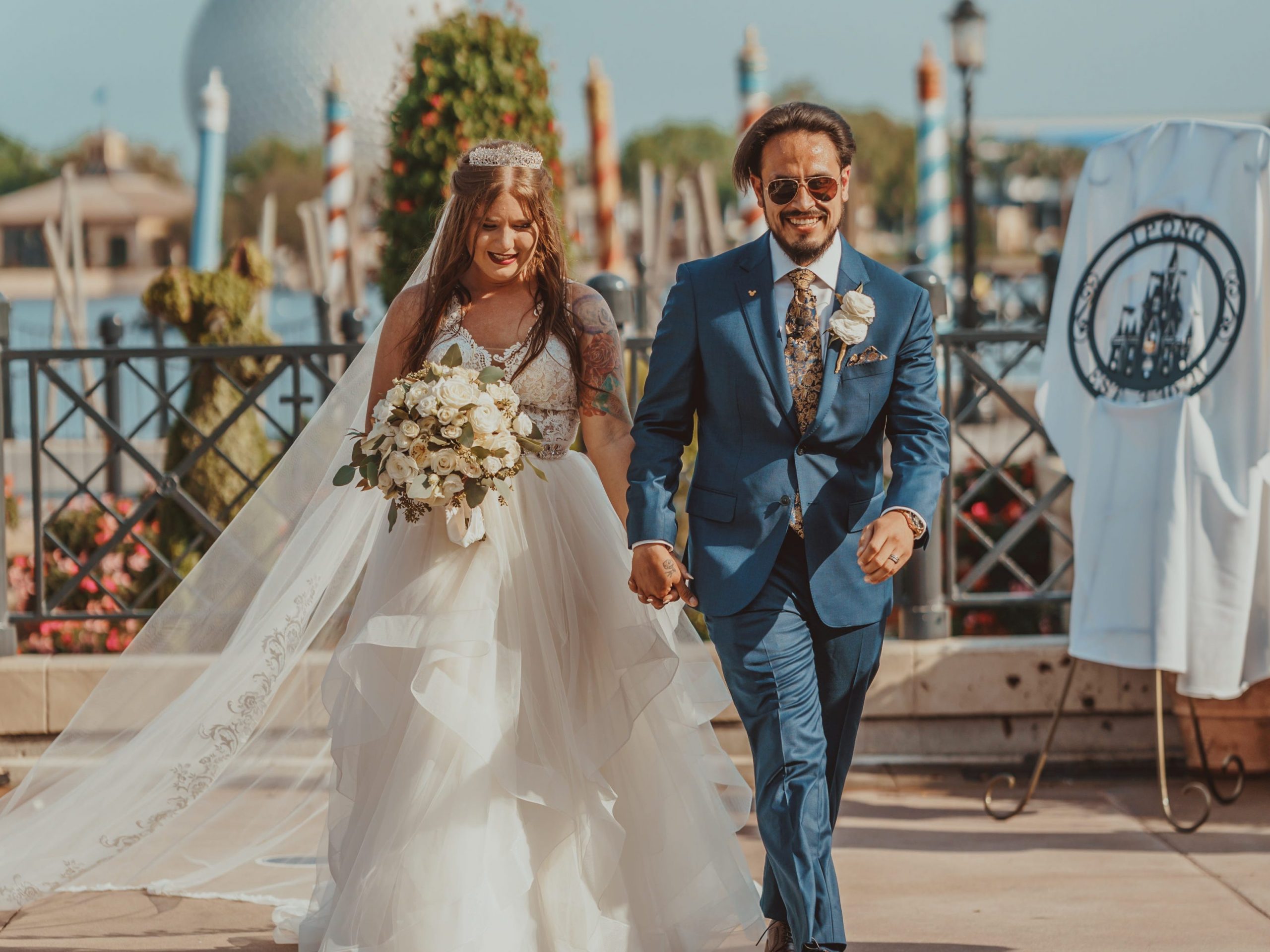 Married couple at the Italy Pavilion in Disney