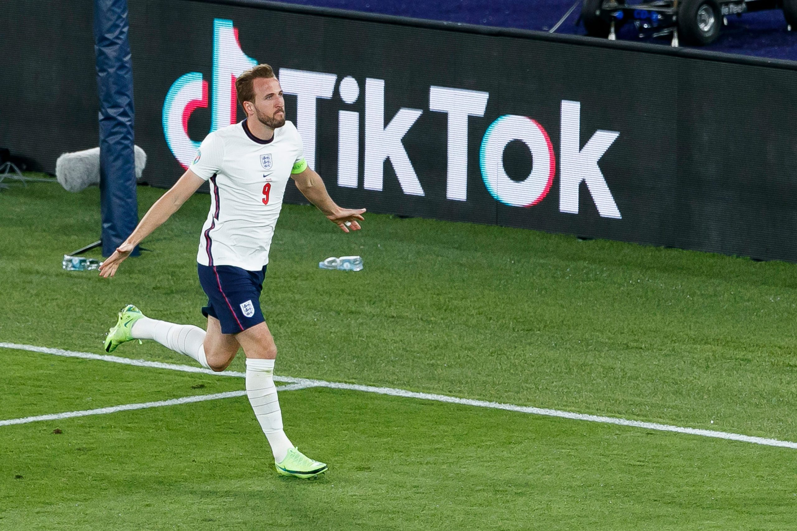 Harry Kane of England celebrates after scoring his team's third goal during the UEFA Euro 2020 Championship Quarter-final match between Ukraine and England