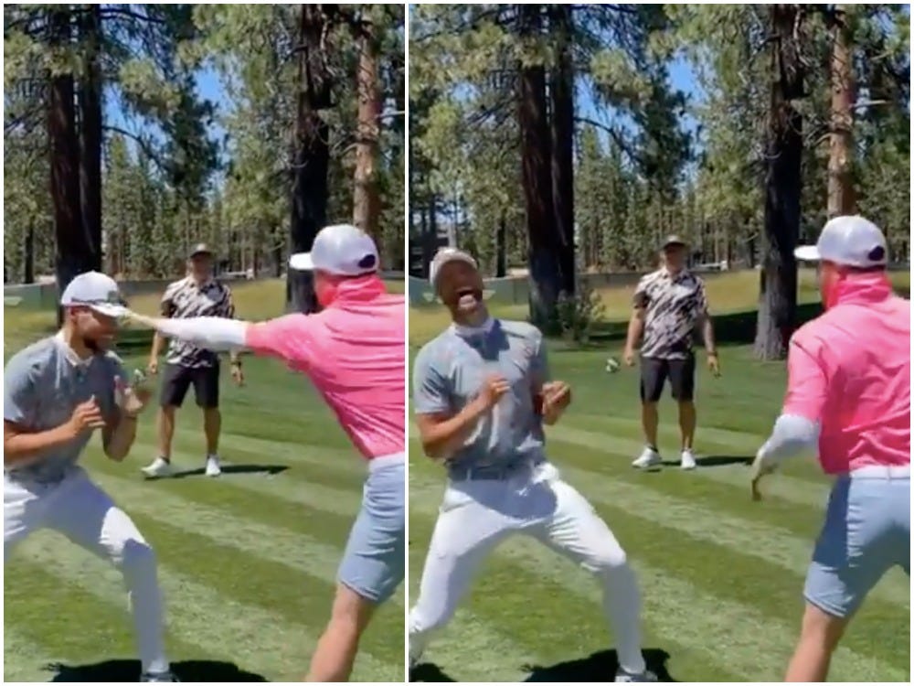 Saul Alvarez played a sparring trick on Steph Curry.