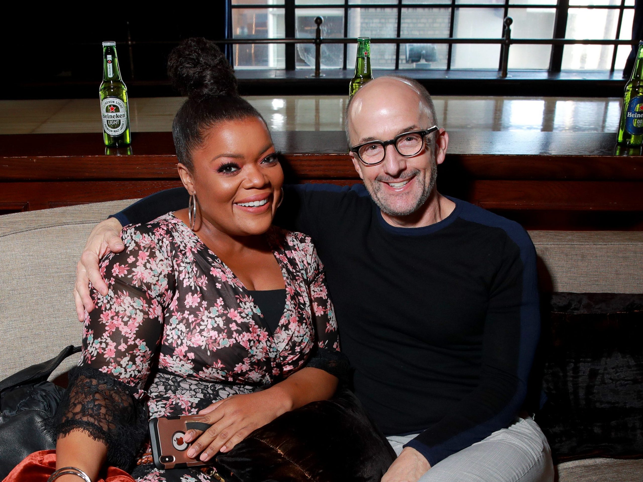 Yvette Nicole Brown (L) and Jim Rash in the Heineken Green Room at Vulture Festival