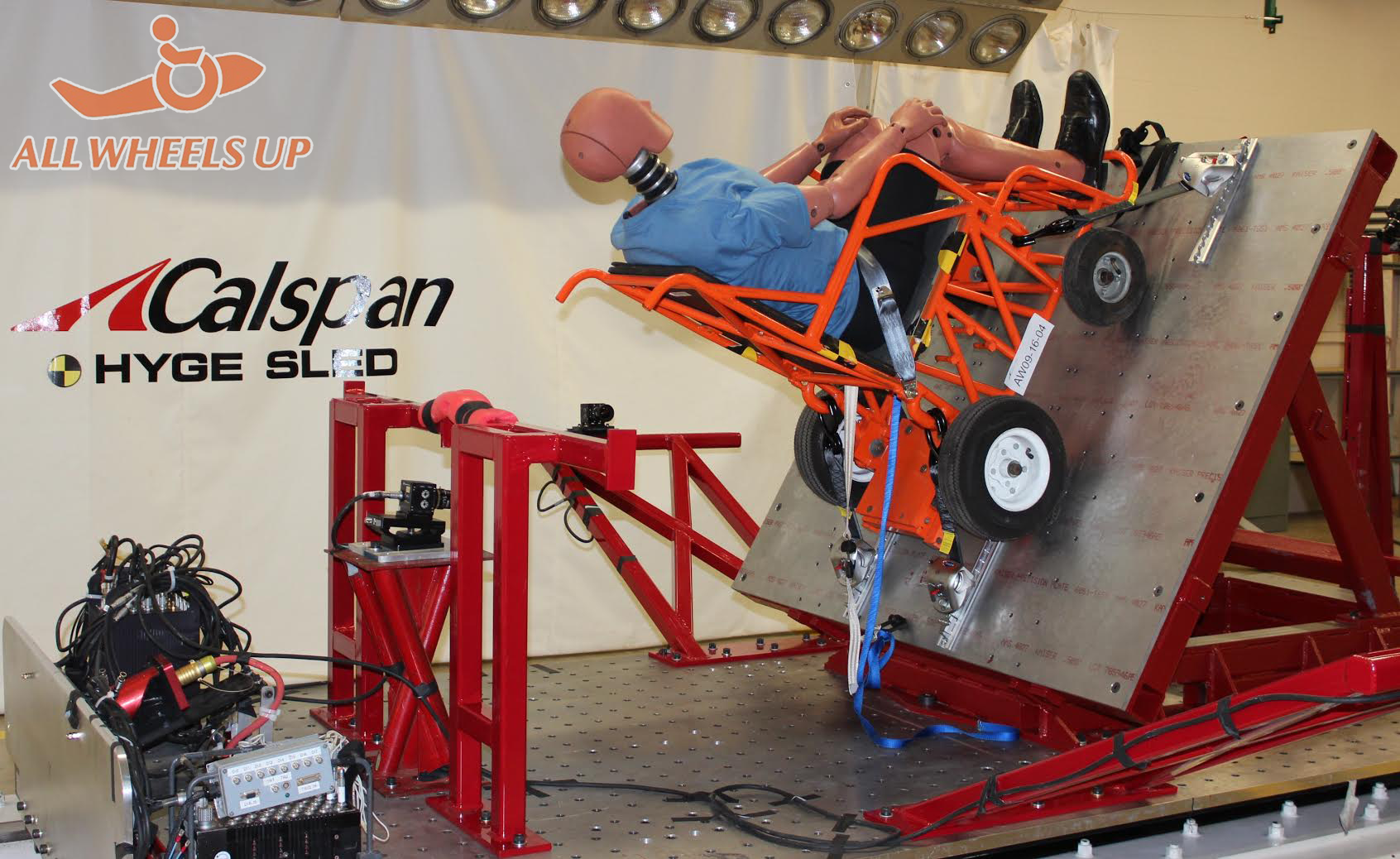 A wheelchair crash test conducted by All Wheels Up.