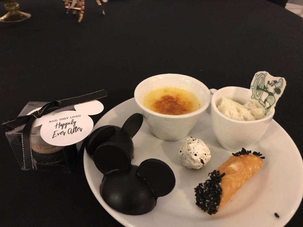 Black and white Disney desserts for a wedding dessert party at Disney.