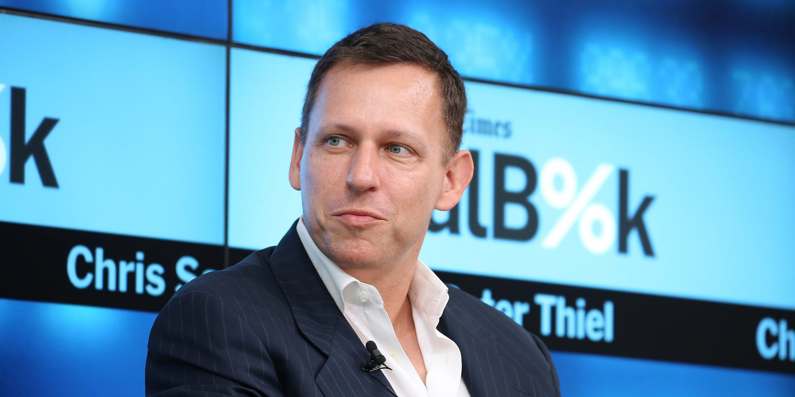 Partner at Founders Fund Peter Thiel participates in a panel discussion at the New York Times 2015 DealBook Conference at the Whitney Museum of American Art on November 3, 2015 in New York City.