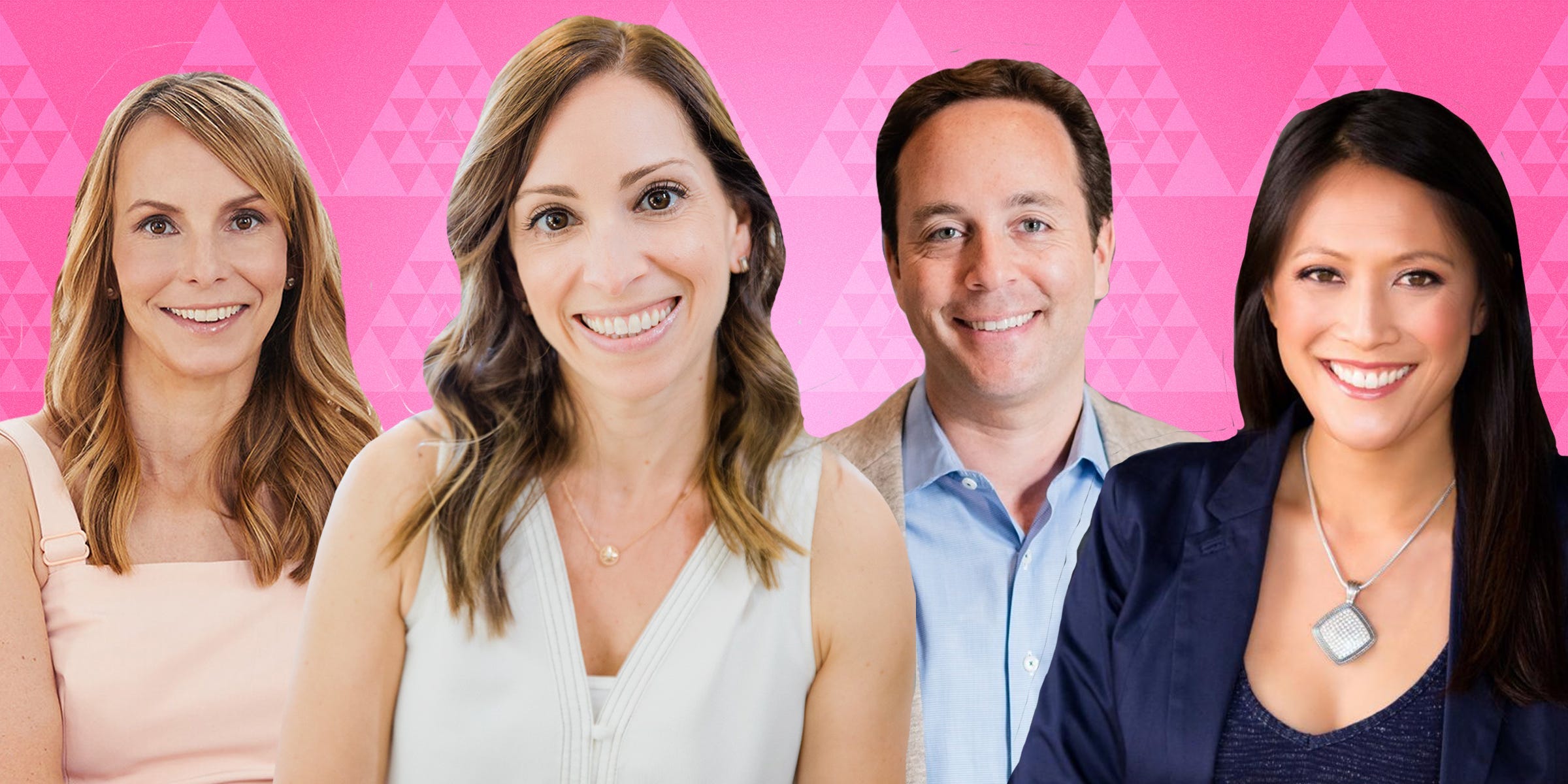 Heidi Zak, ThirdLove cofounder and co-CEO; Leah Solivan, general partner at Fuel Capital; Spencer Rascoff, general partner at 75 & Sunny Ventures; and Allison Long Pettine, managing partner at Ridge Group Investments, appear on a pink background with the YPO logo repeating.