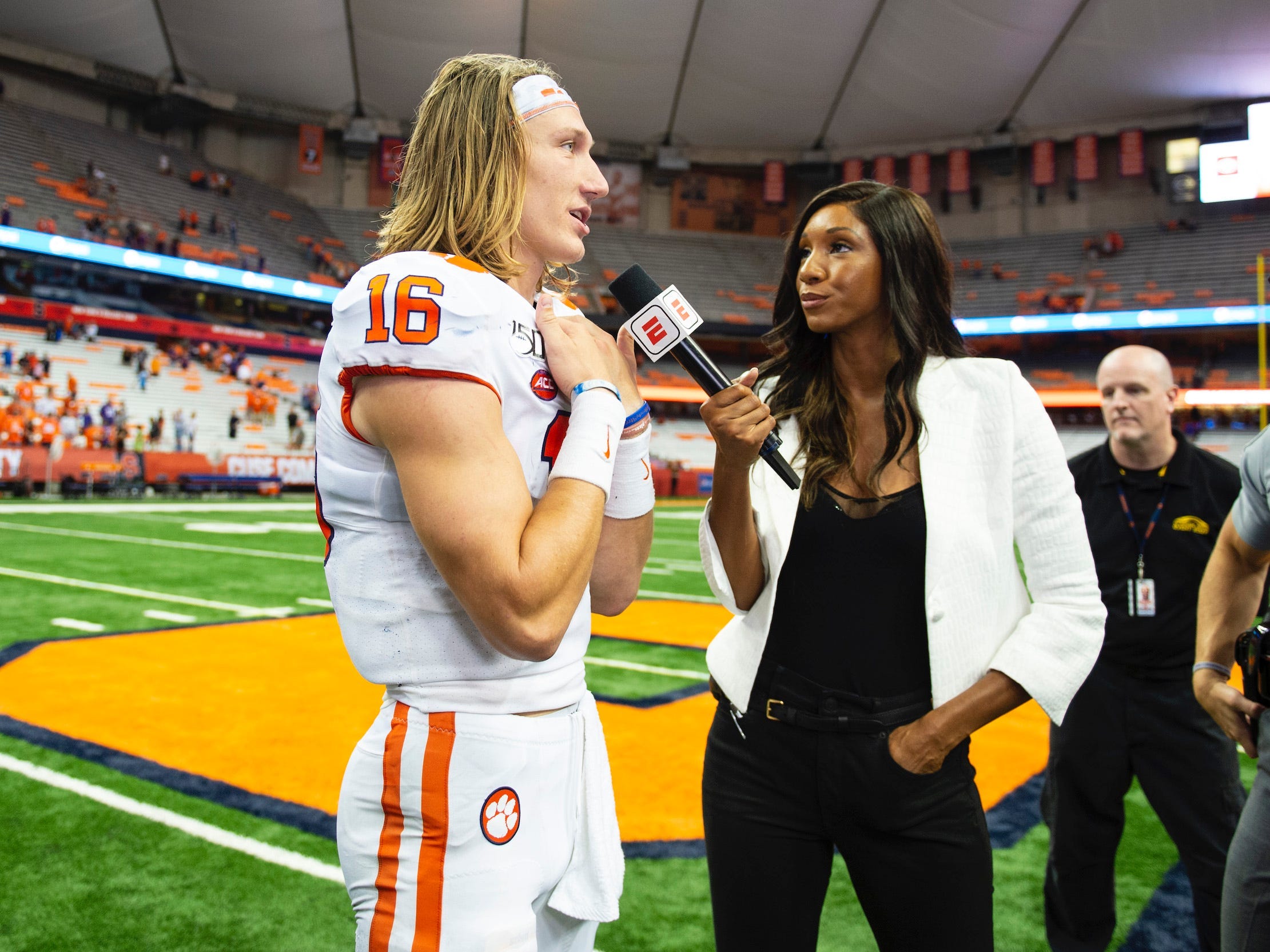 Maria Taylor and Clemson quarterback Trevor Lawrence.