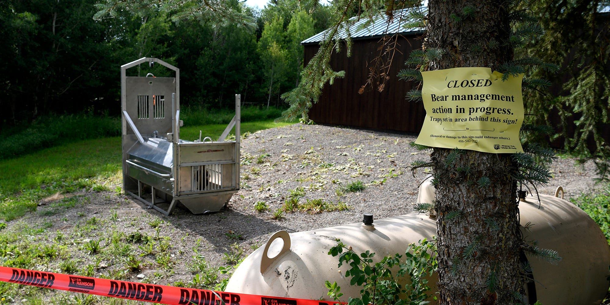 Bear trap set up by wildlife officials in Montana