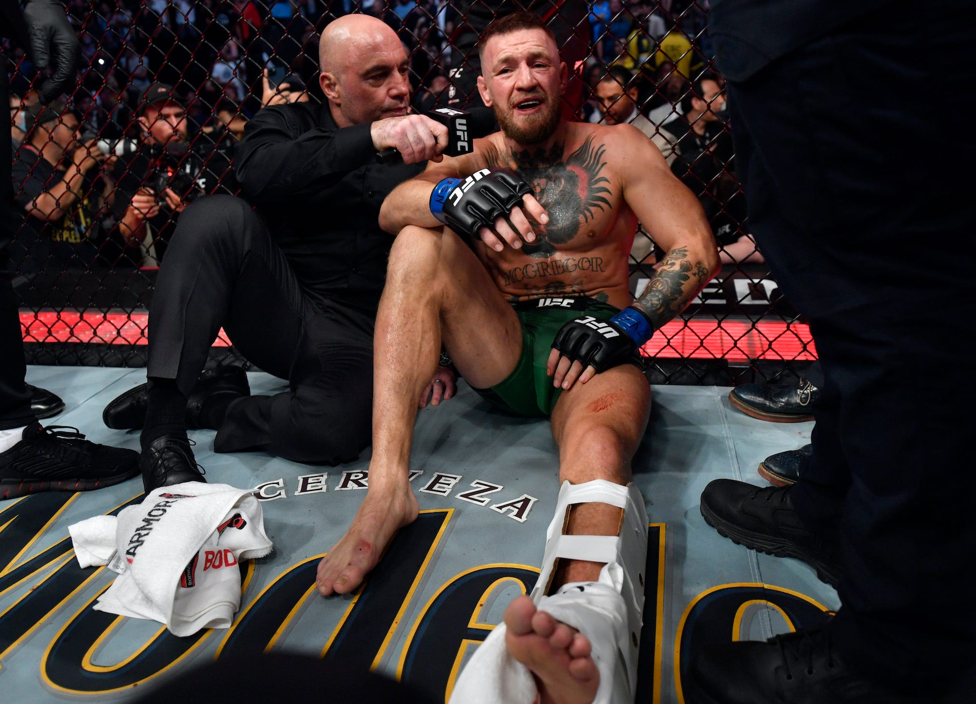 Conor McGregor gave an angry post-fight interview to UFC commentator Joe Rogan.