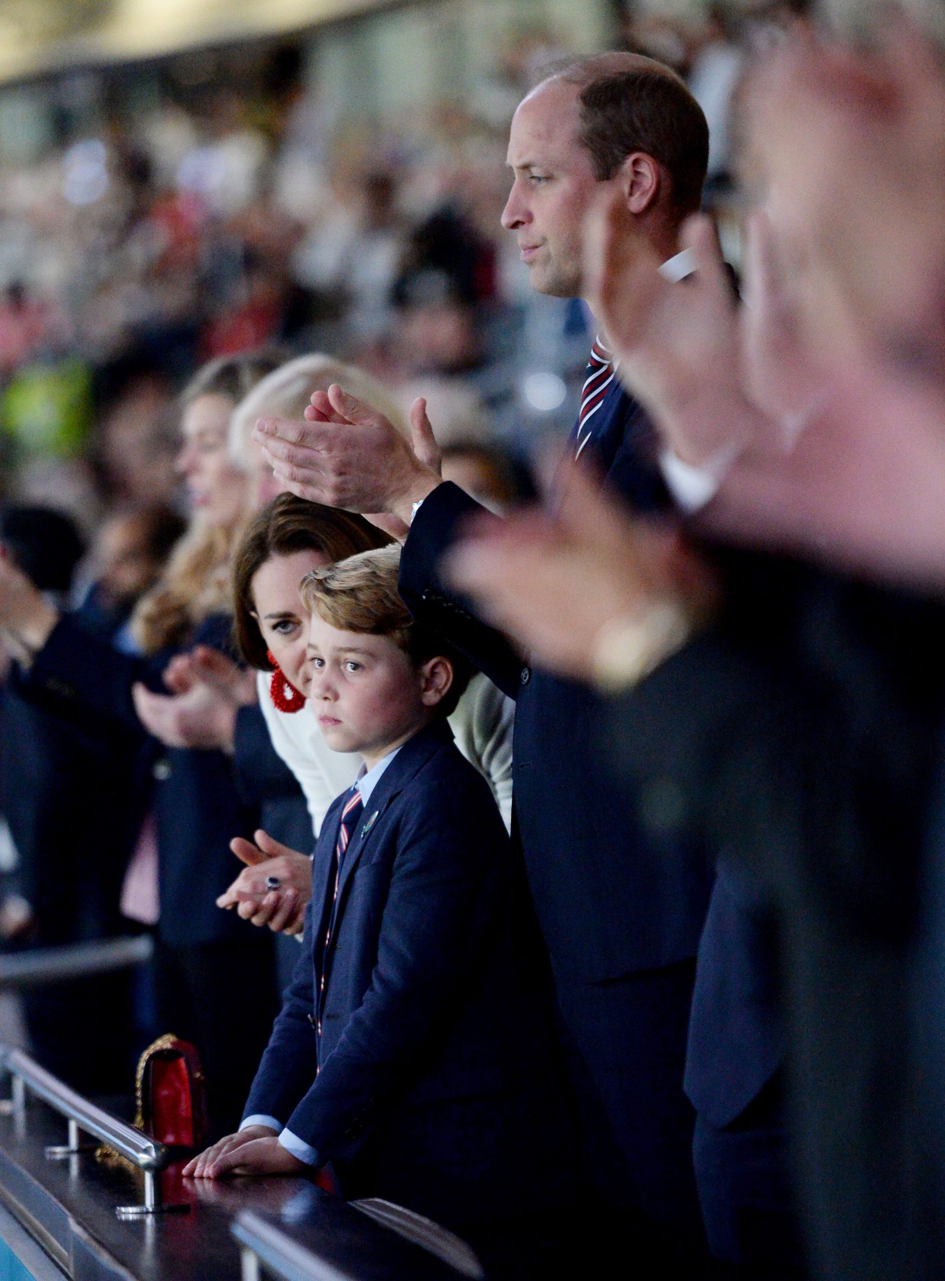 Prince George looks out solemnly to the pitch of the Euro 2020 final where England lost against Italy.