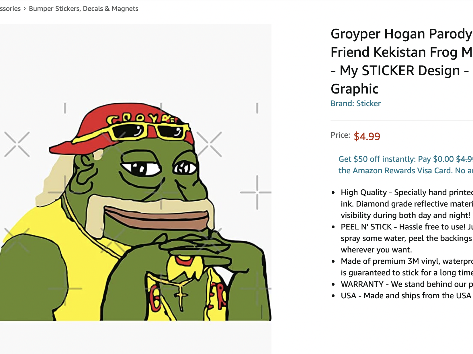 This is a picture of a Groyper-themed sticker.