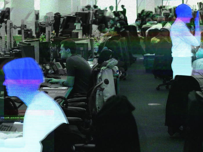 Workers on a trading floor