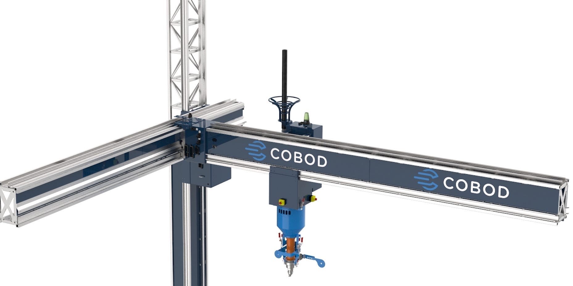 a rendering of the COBOD 3D printer