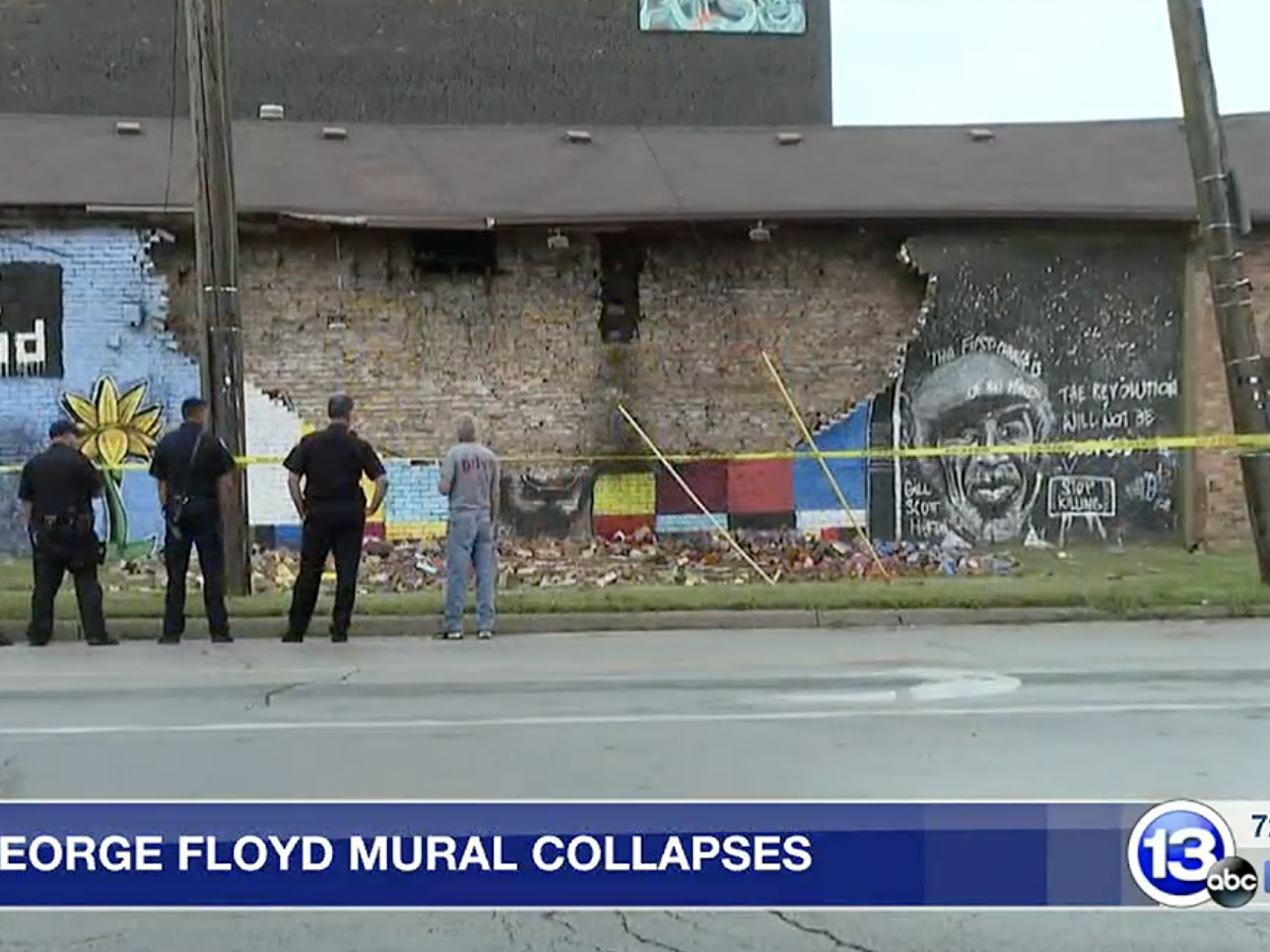 A large mural dedicated to George Floyd in Ohio collapsed Tuesday.