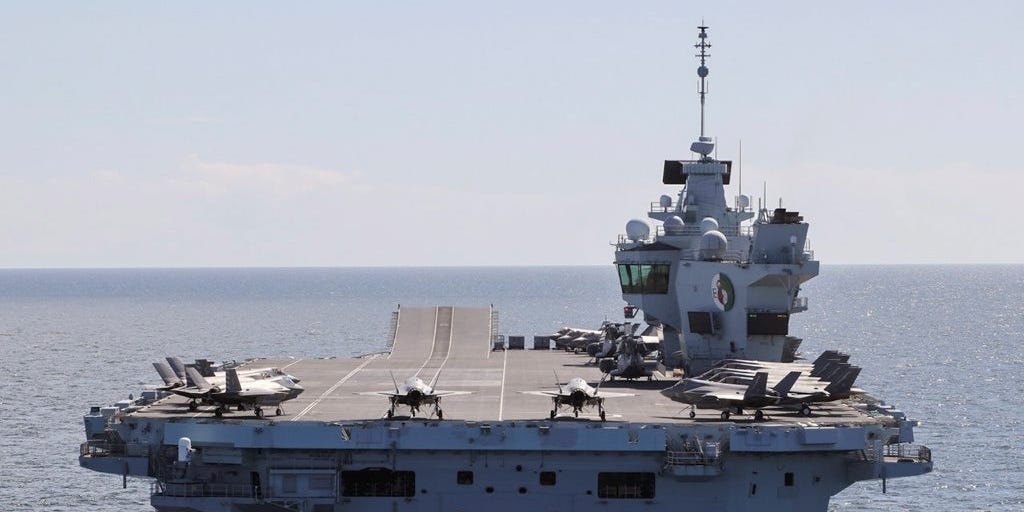 British navy aircraft carrier Queen Elizabeth F-35B