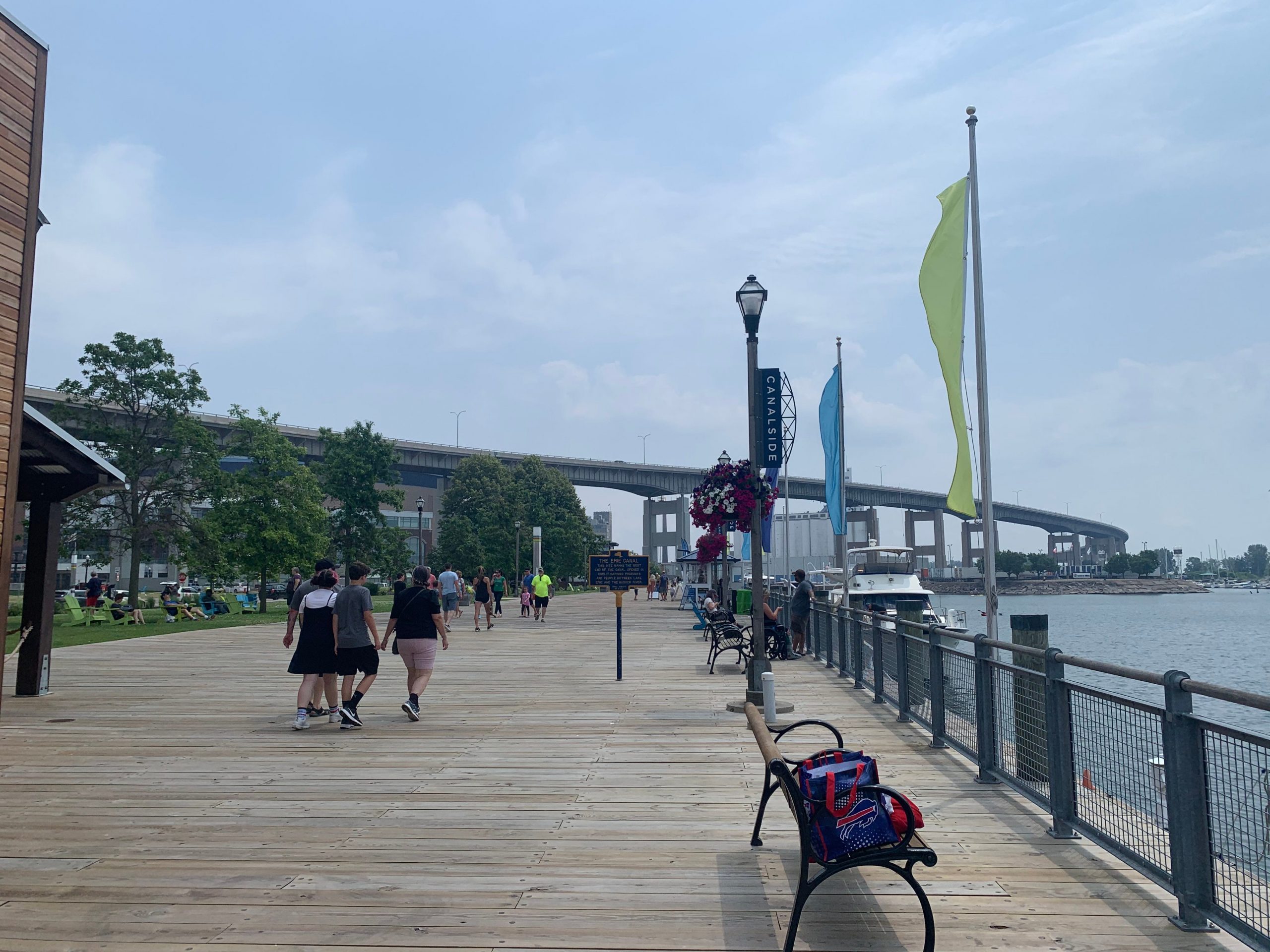 shot of pier at canalside buffalo new york