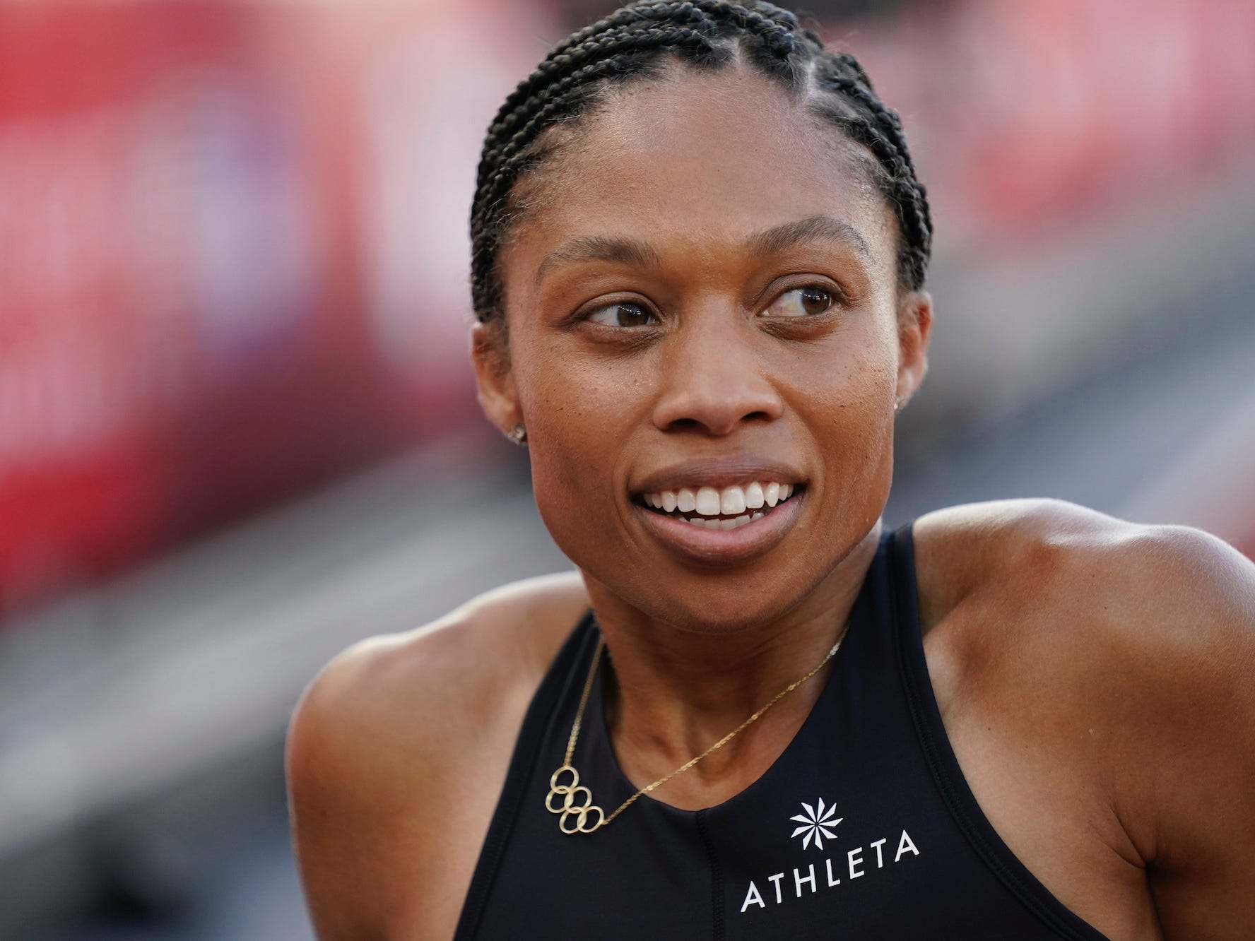 Allyson Felix at Olympic trials in 2021.