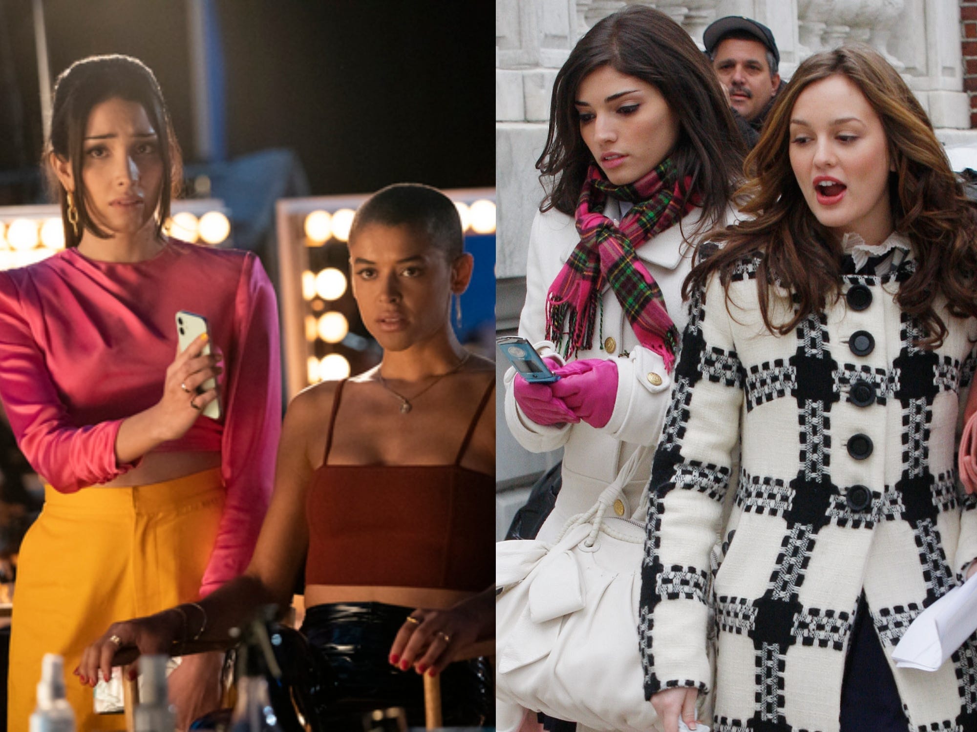 Side-by-side images of the new Gossip Girl and the original series