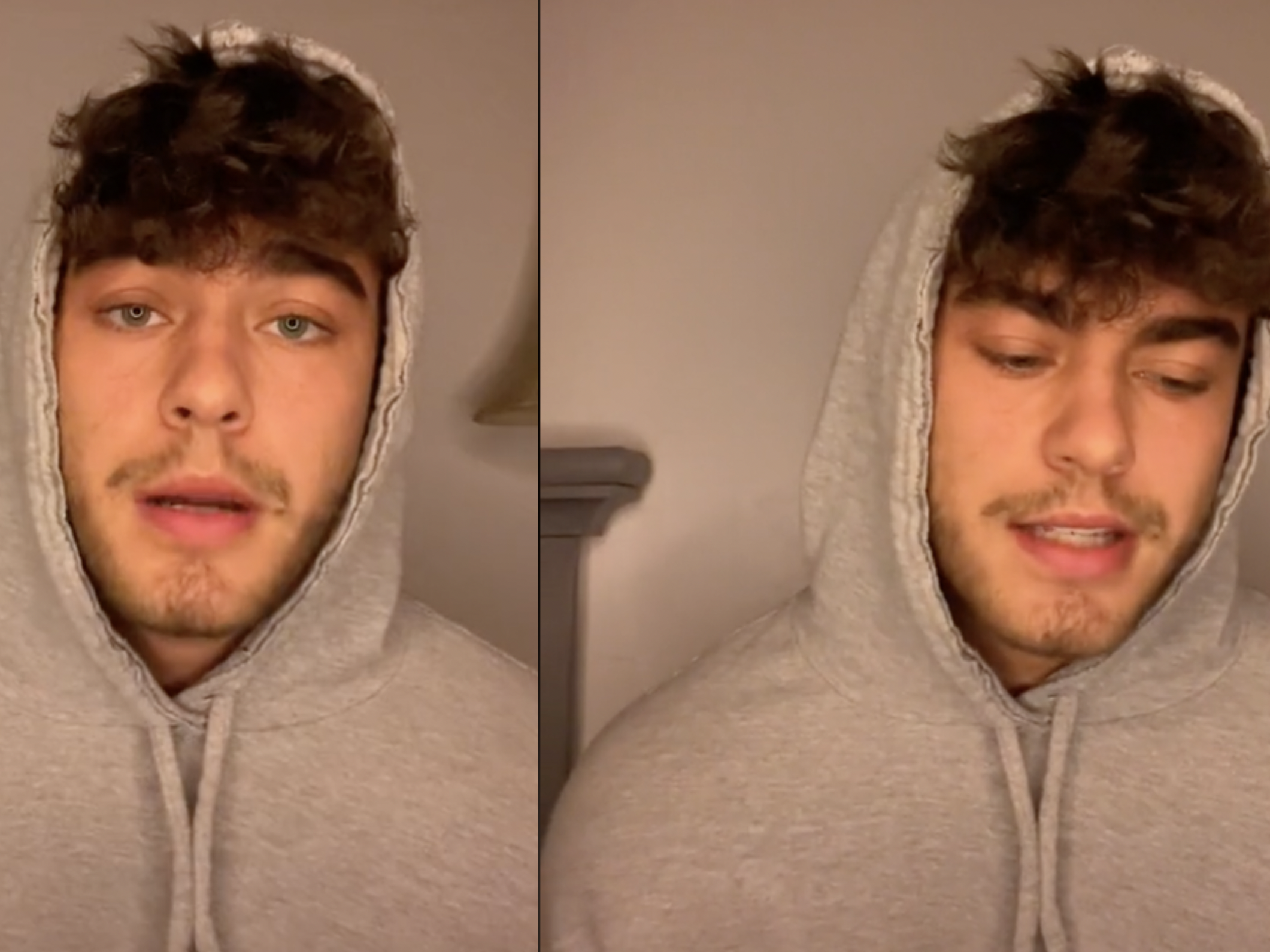 Hunter Ecimovic doing an apology TikTok.