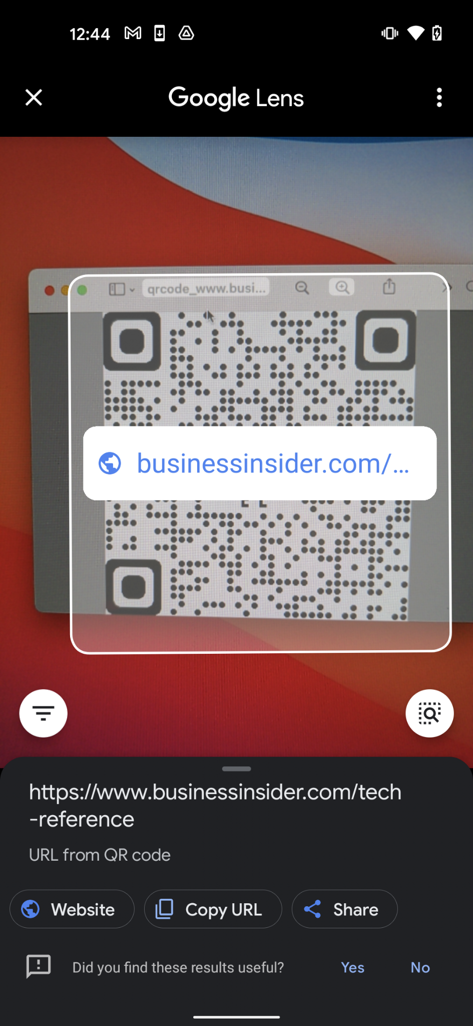 Scanning a QR code on an Android phone.