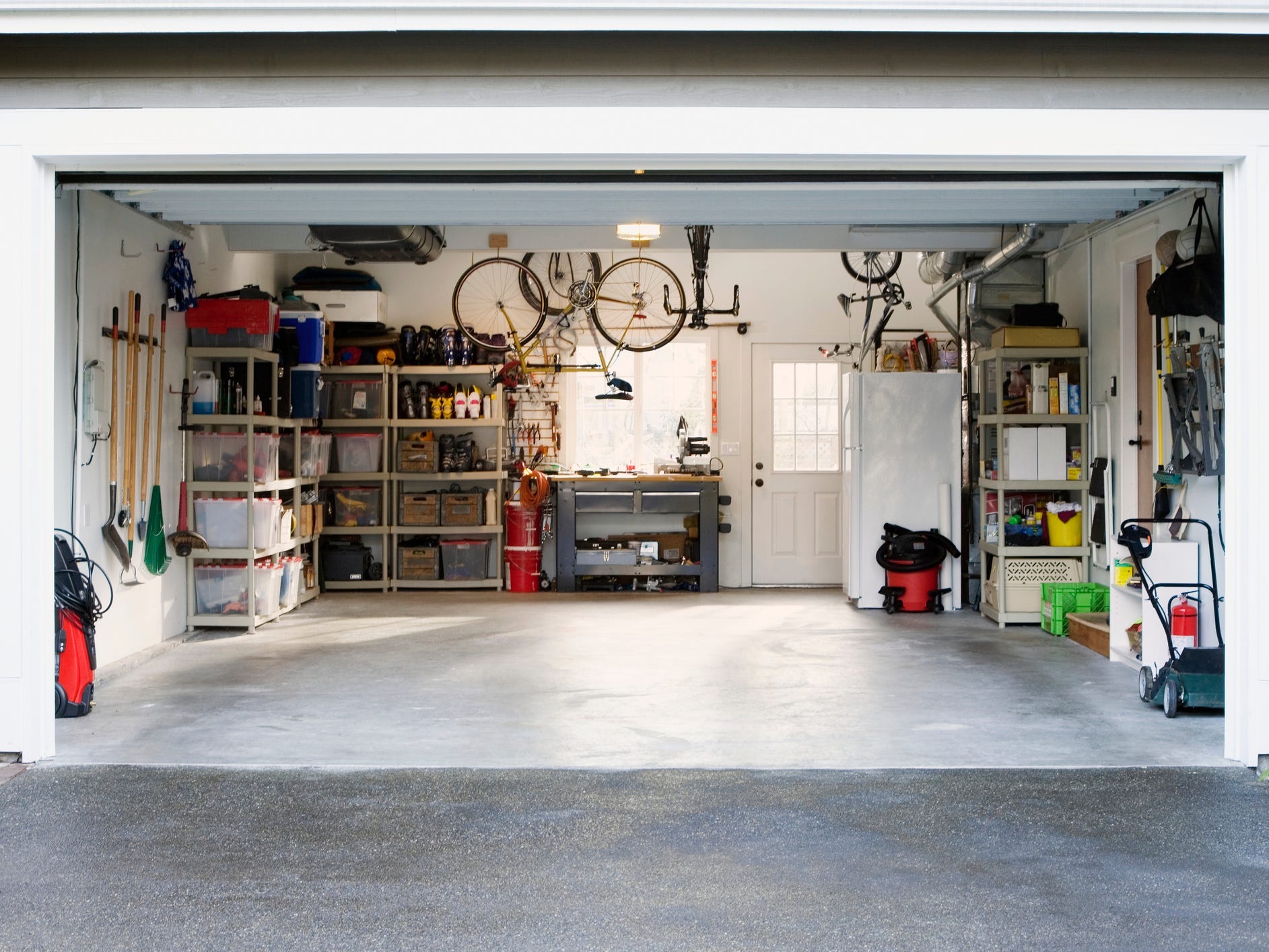 Interior of an organized garage.