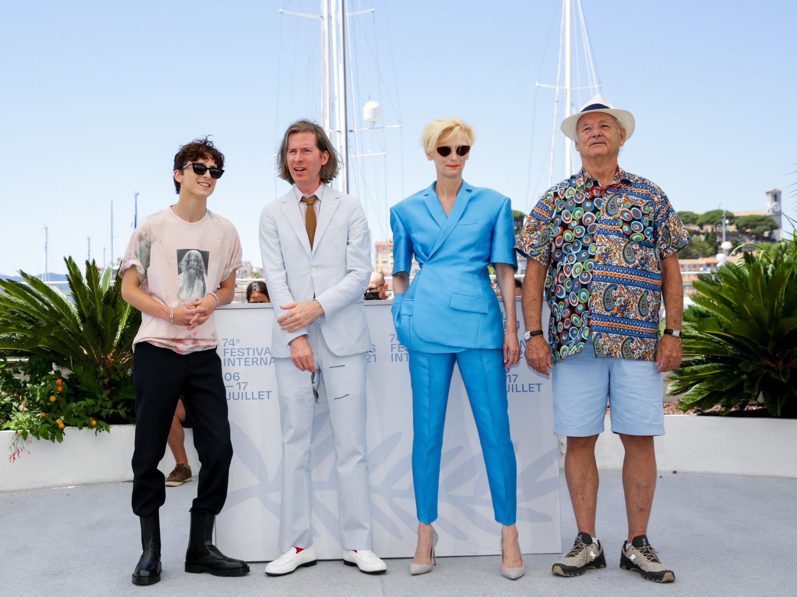 Timothee Chalamet, Wes Anderson, Tilda Swinton and Bill Murray