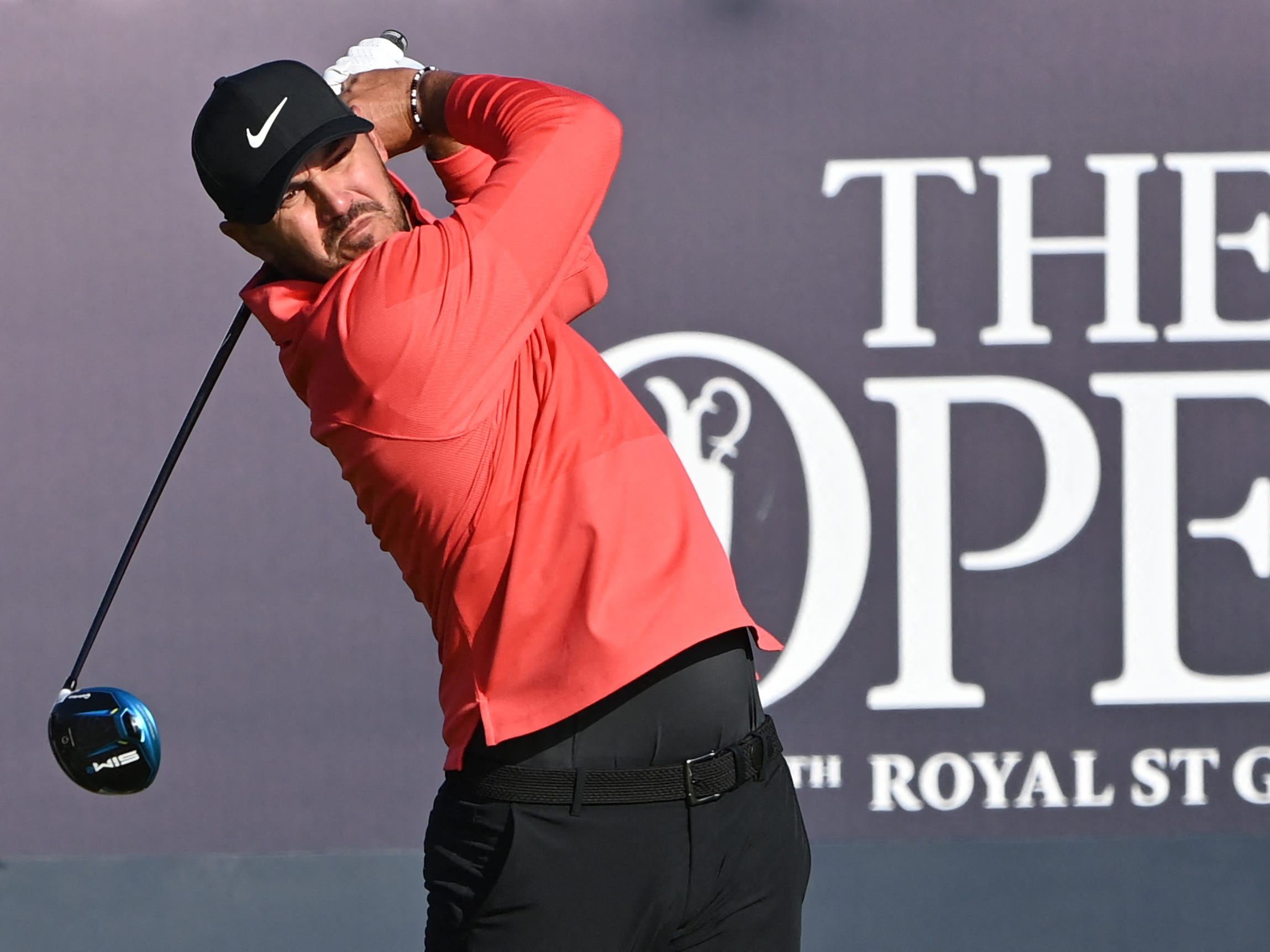 Brooks Koepka tees off during the second round of the 2021 Open Championship.