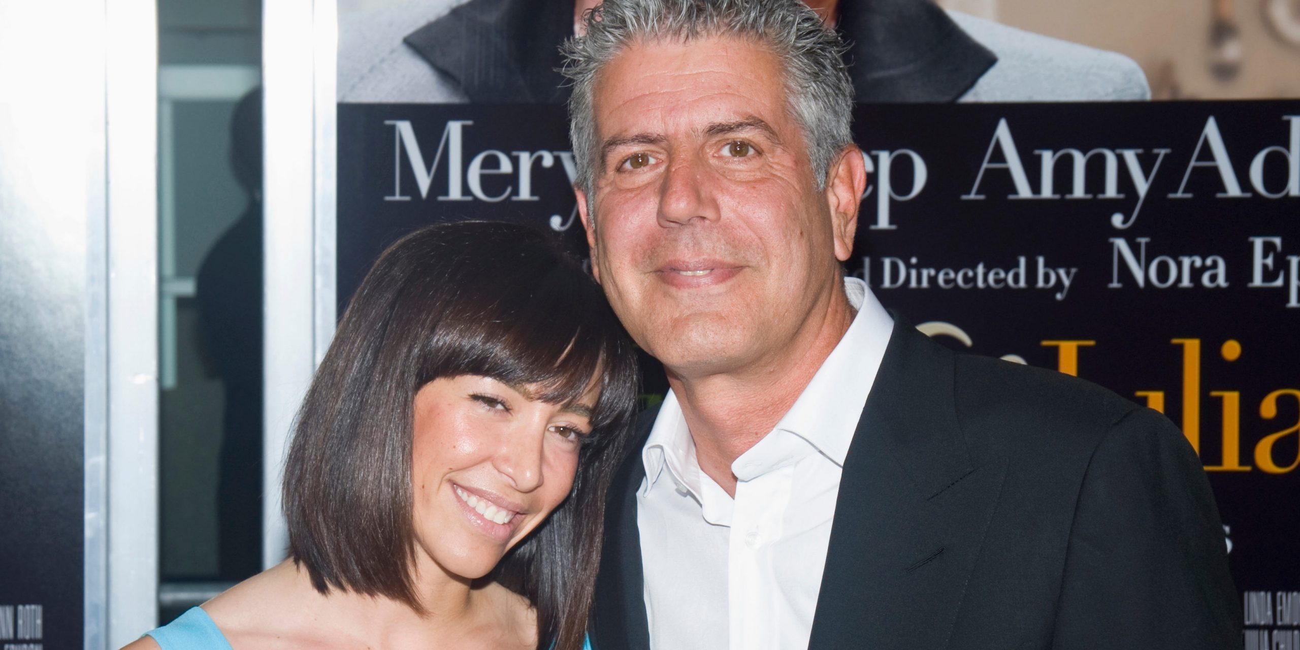 Anthony Bourdain poses with his separated wife, Ottavia Busia.