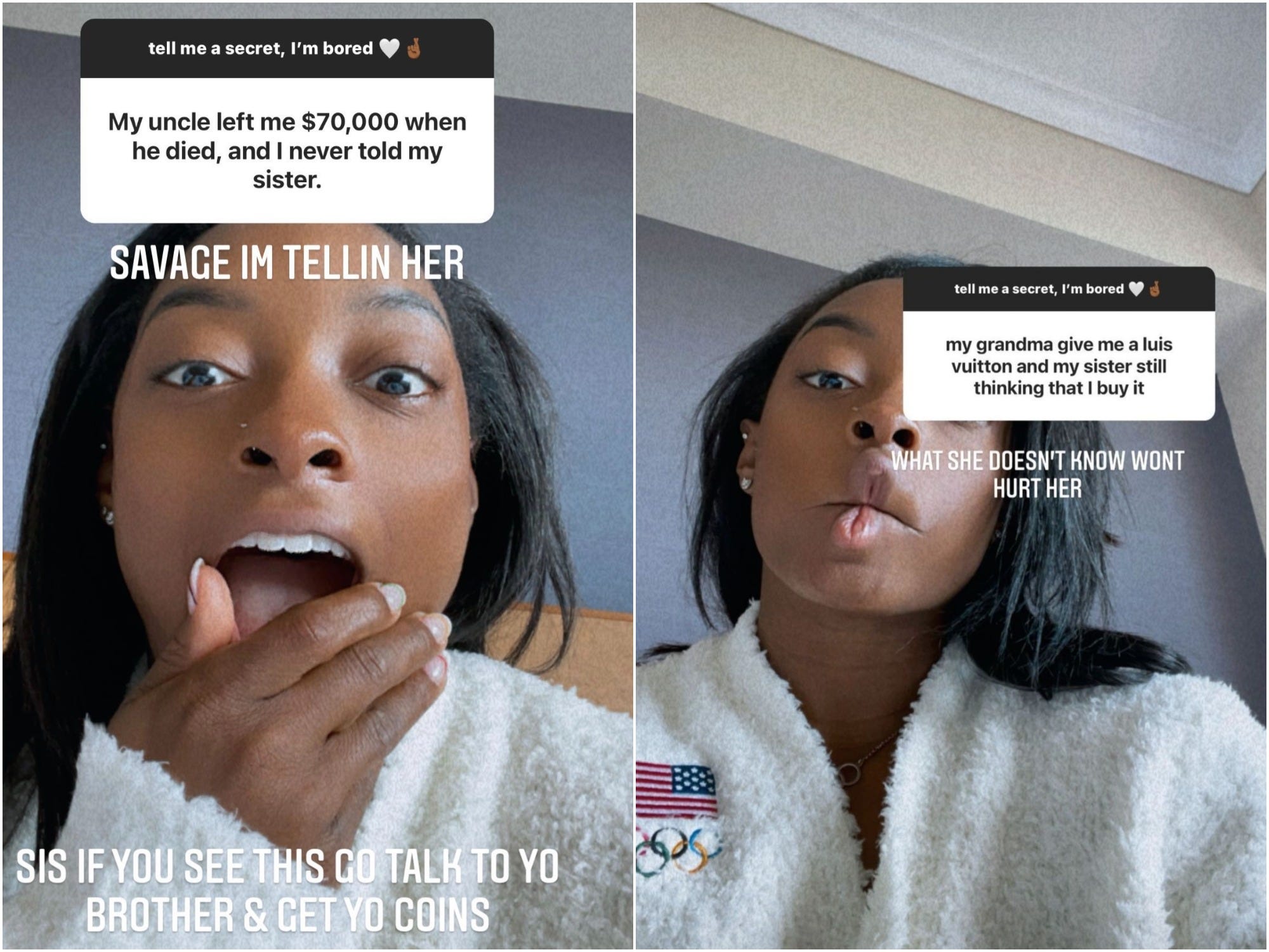 Simone Biles asks fans to share secrets