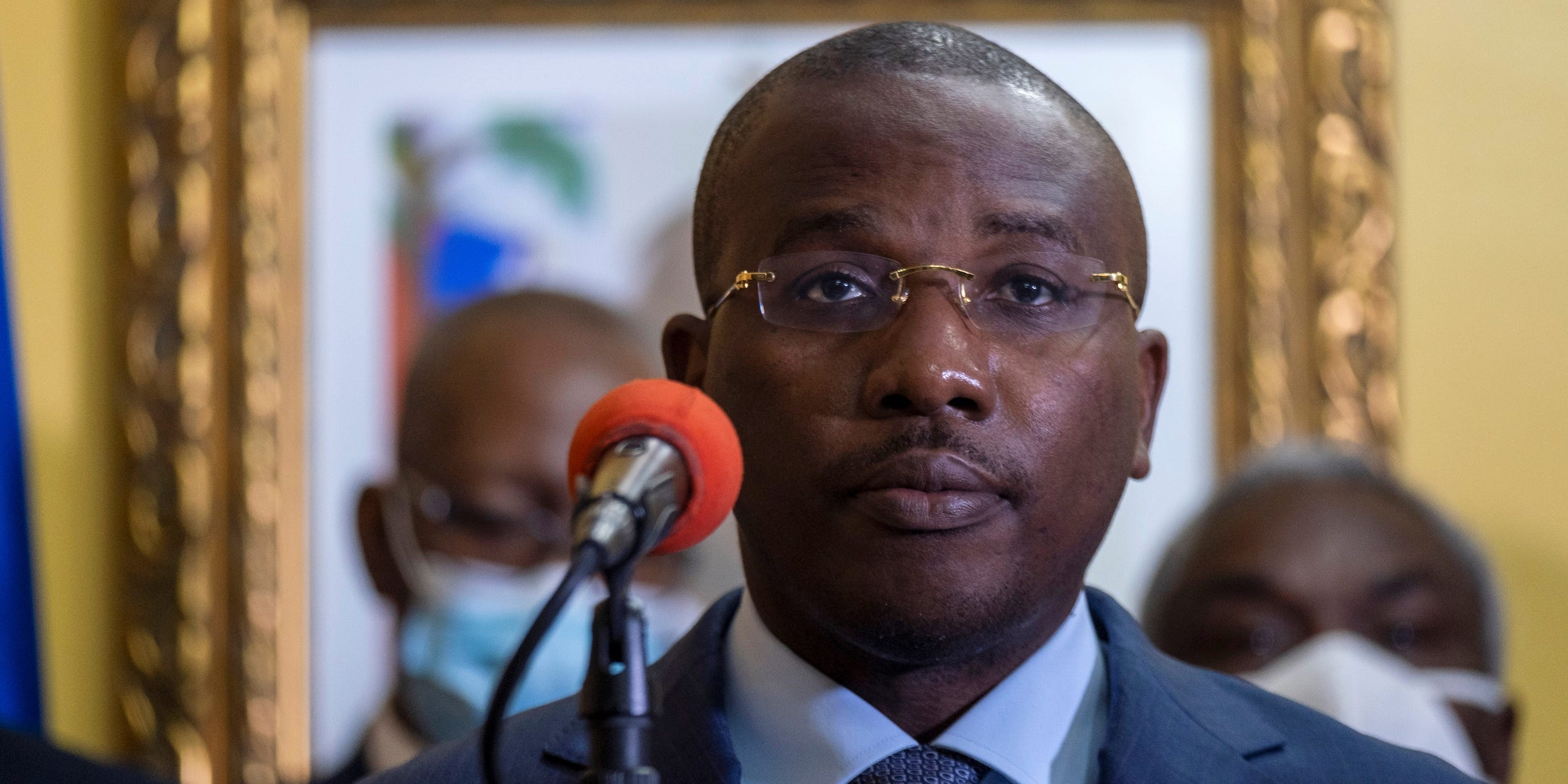 nterim Prime Minister Claude Joseph gives a press conference almost a week after the assassination of President Jovenel Moise, in Port-au-Prince, Haiti July 13, 2021.