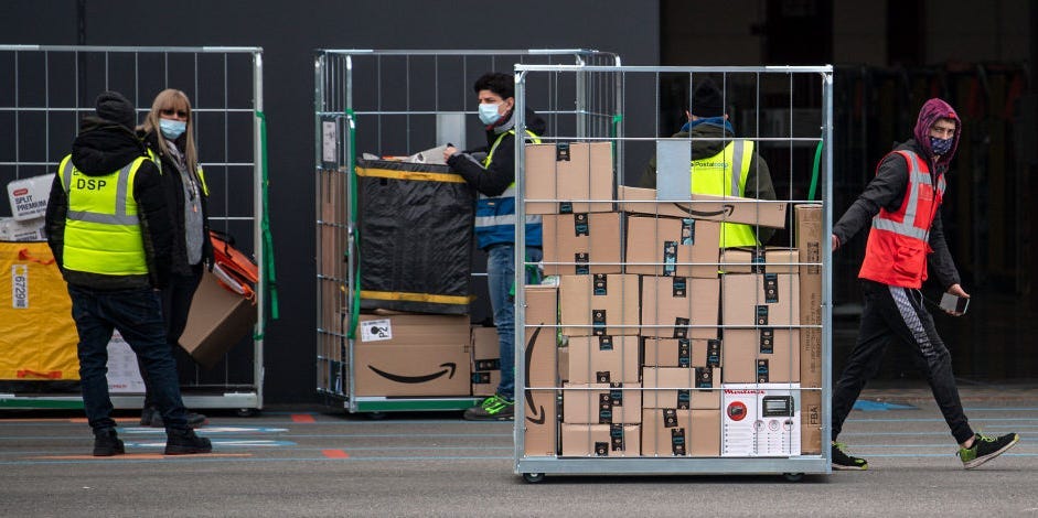 amazon boxes packages workers employees