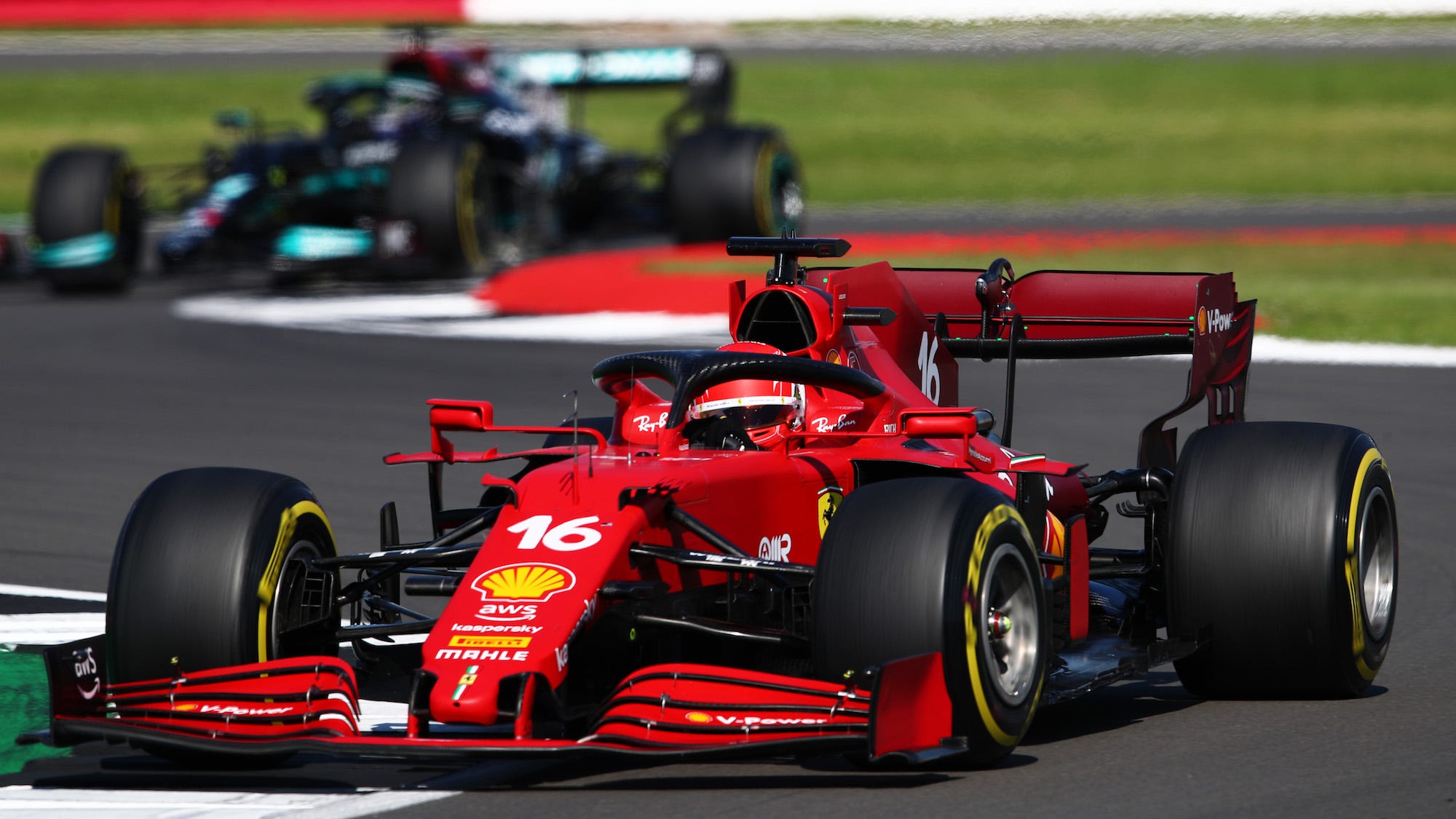 Charles Leclerc of Monaco driving the (16) Scuderia Ferrari SF21 during the F1 Grand Prix of Great Britain at Silverstone on July 18, 2021 in Northampton, England.