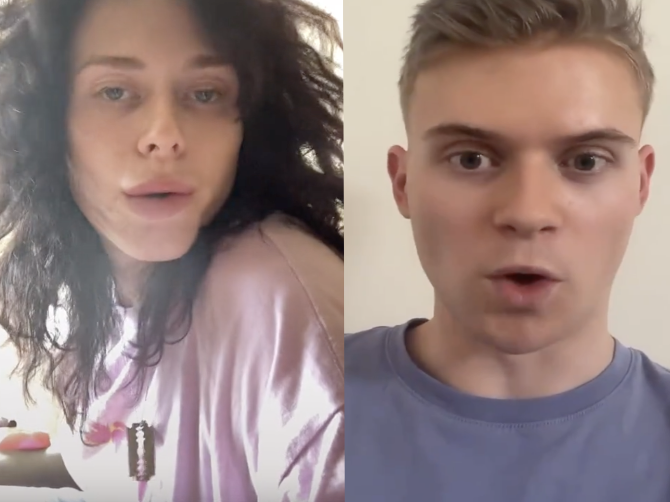 Bella Fitz and Max Baledge, two UK TikTok creators, speaking on TikTok