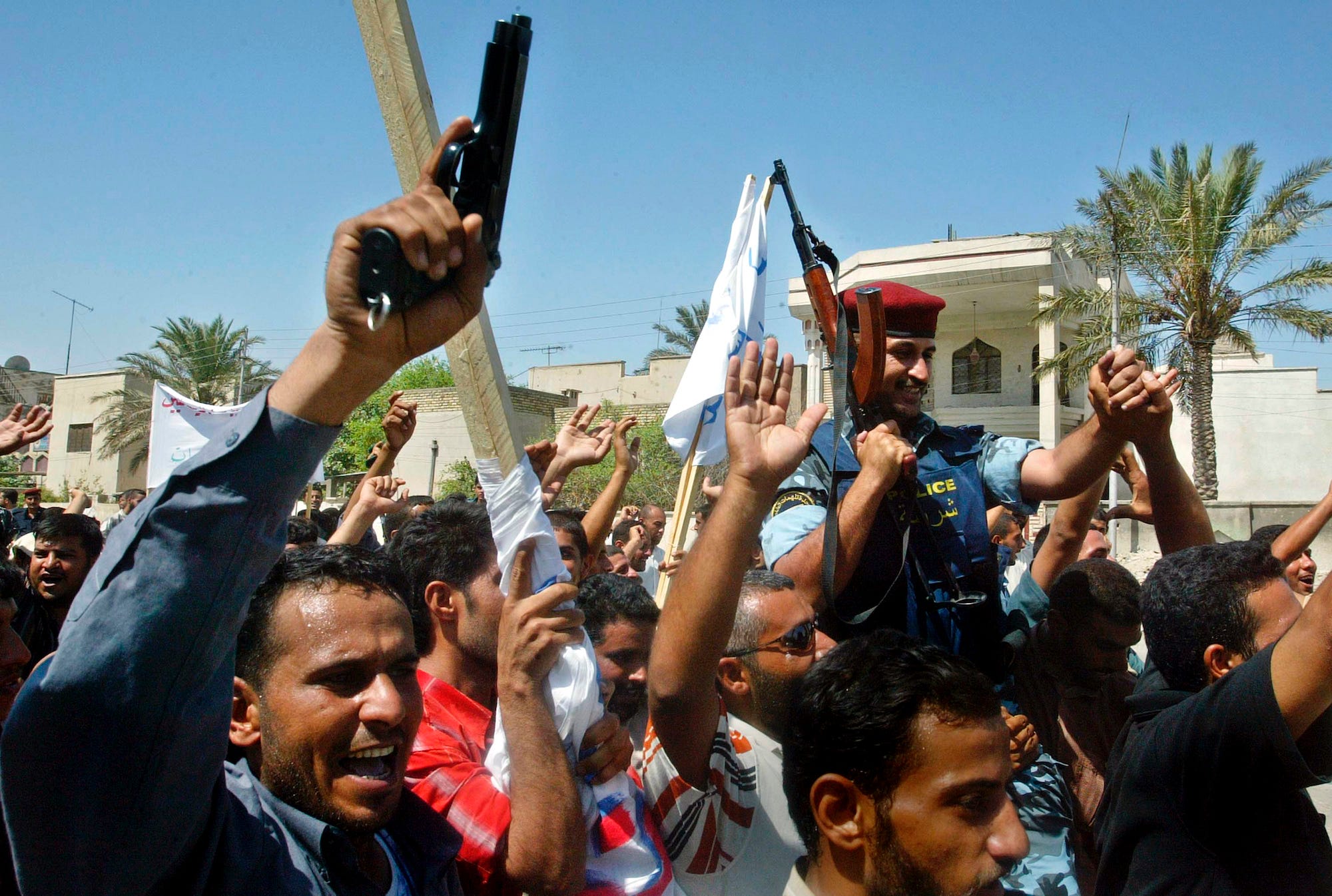 Iraqis protest a British raid in Basra