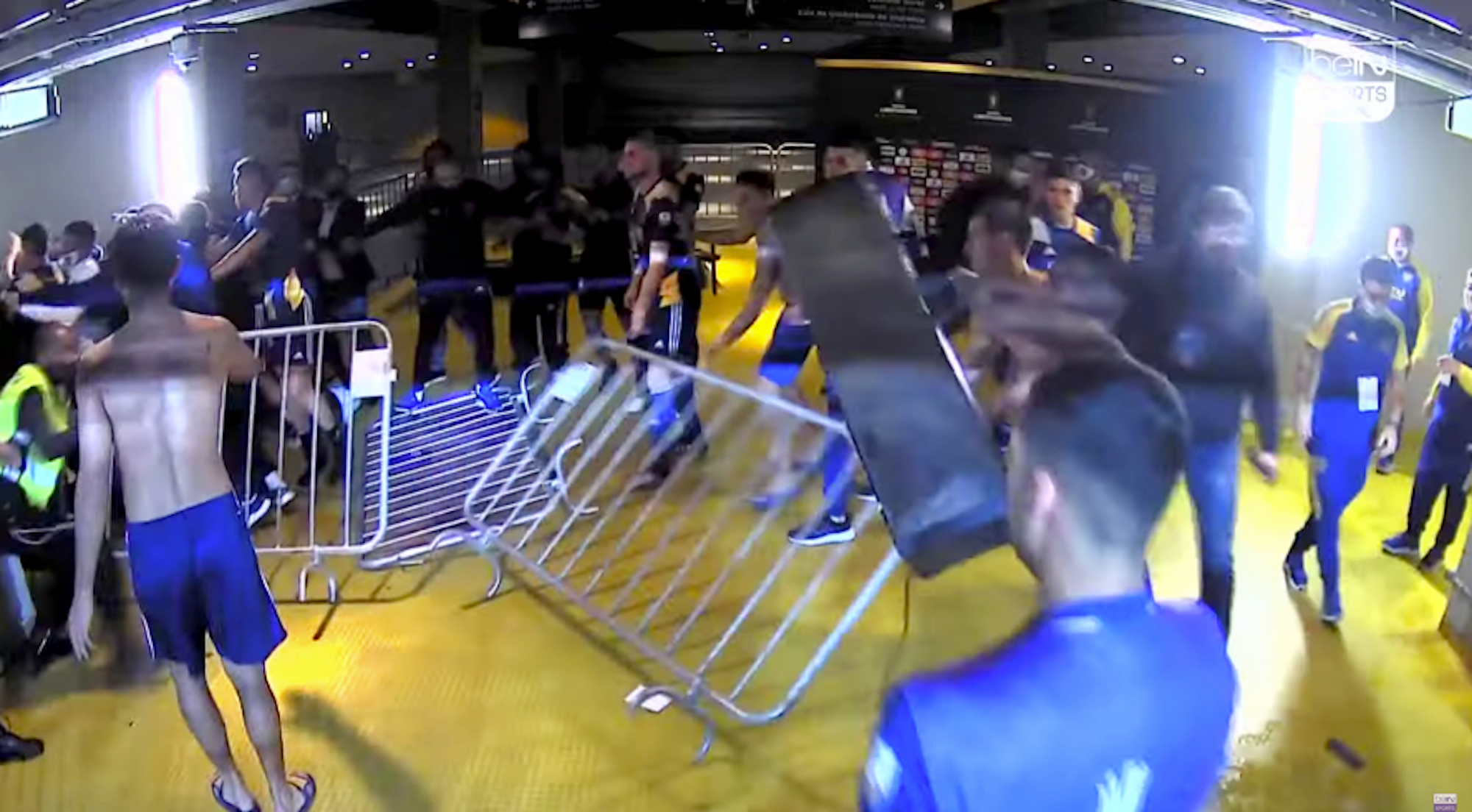 Boca Juniors players attacked their opposition after its Copa Libertadores defeat on Tuesday