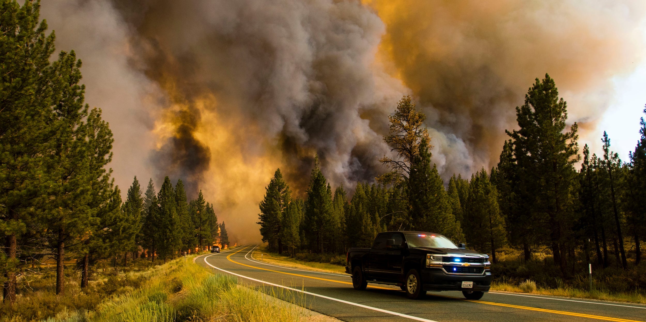 he Tamarack fire burns along the road. The Tamarack fire continues to burn through more than 21,000 acres and is currently 0% contained. It was started by a lightning strike.