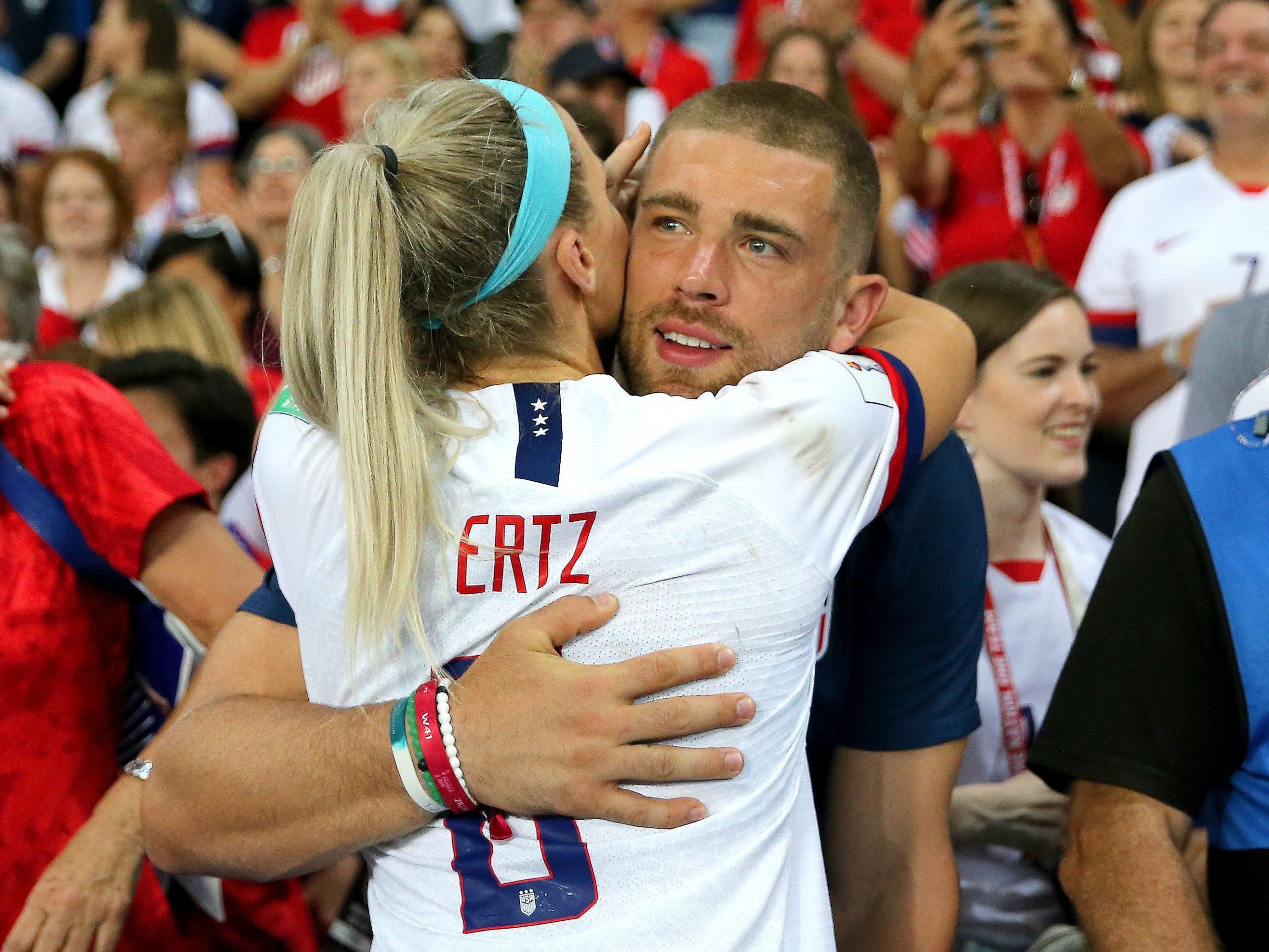 julie ertz zach ertz womens world cup quaterfinals hug