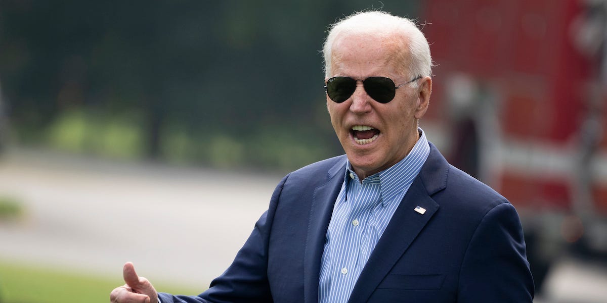 U.S. President Joe Biden reacts to shouted questions from reporters as he walks to Marine One on the South Lawn of the White House on July 21, 2021 in Washington, DC