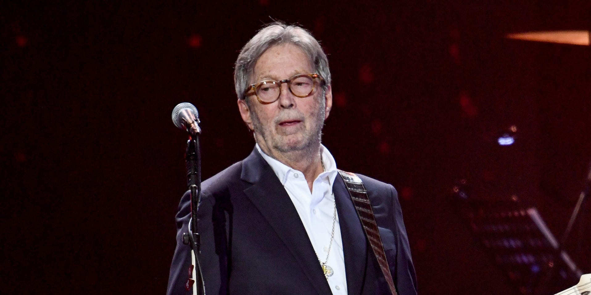 ric Clapton performs on stage during Music For The Marsden 2020 at The O2 Arena on March 03, 2020 in London, England.