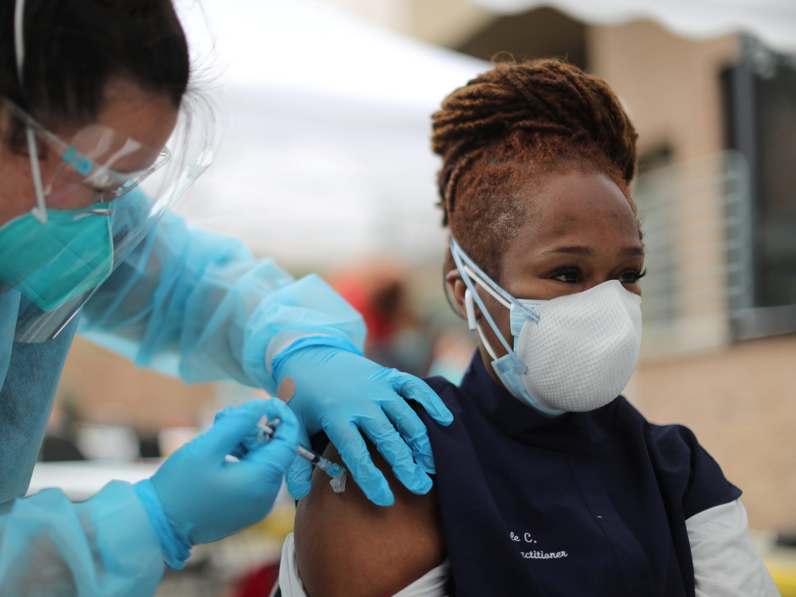 vaccine nurse coronavirus covid los angeles california