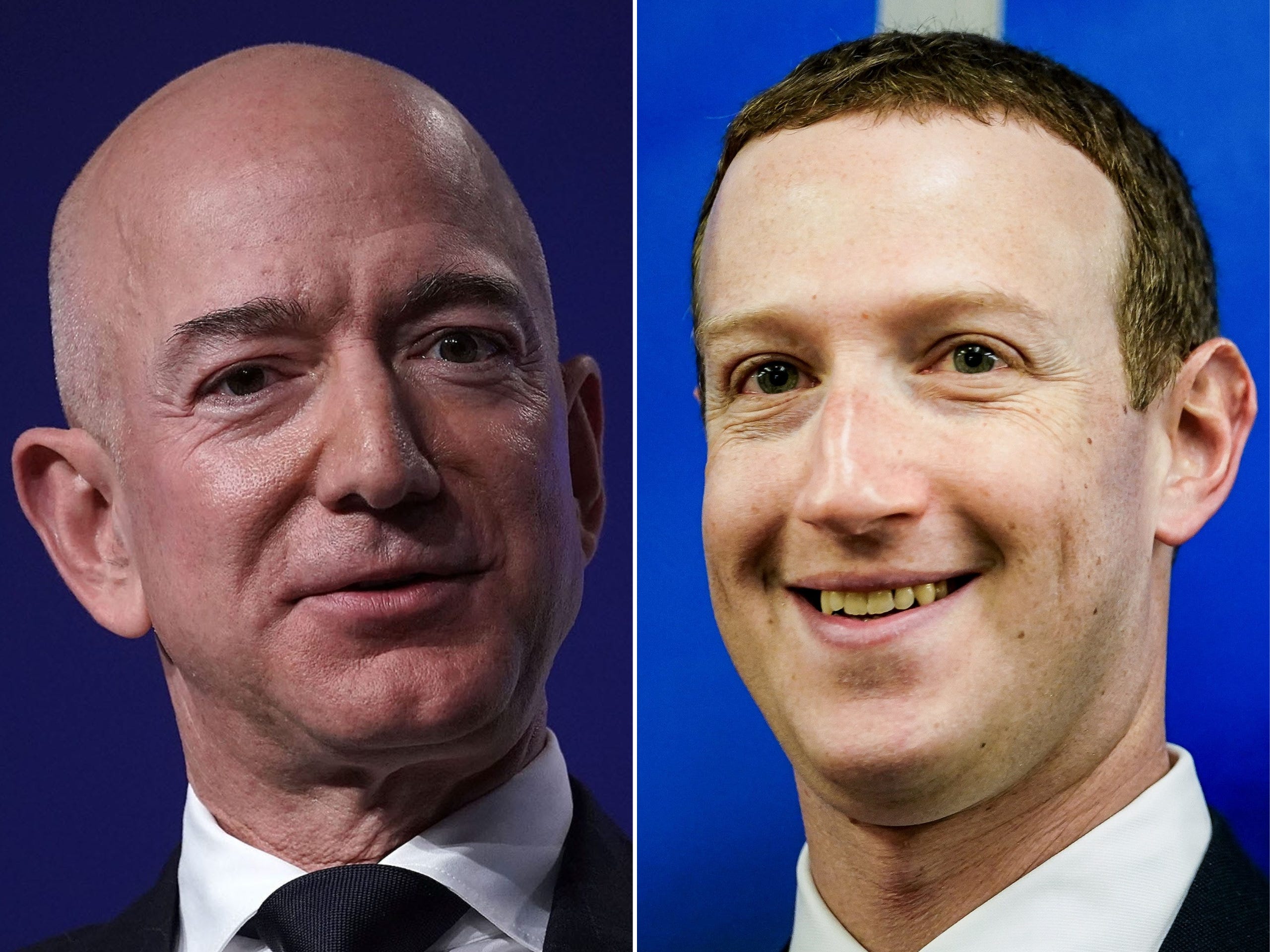 Jeff Bezos and Mark Zuckerberg side by side