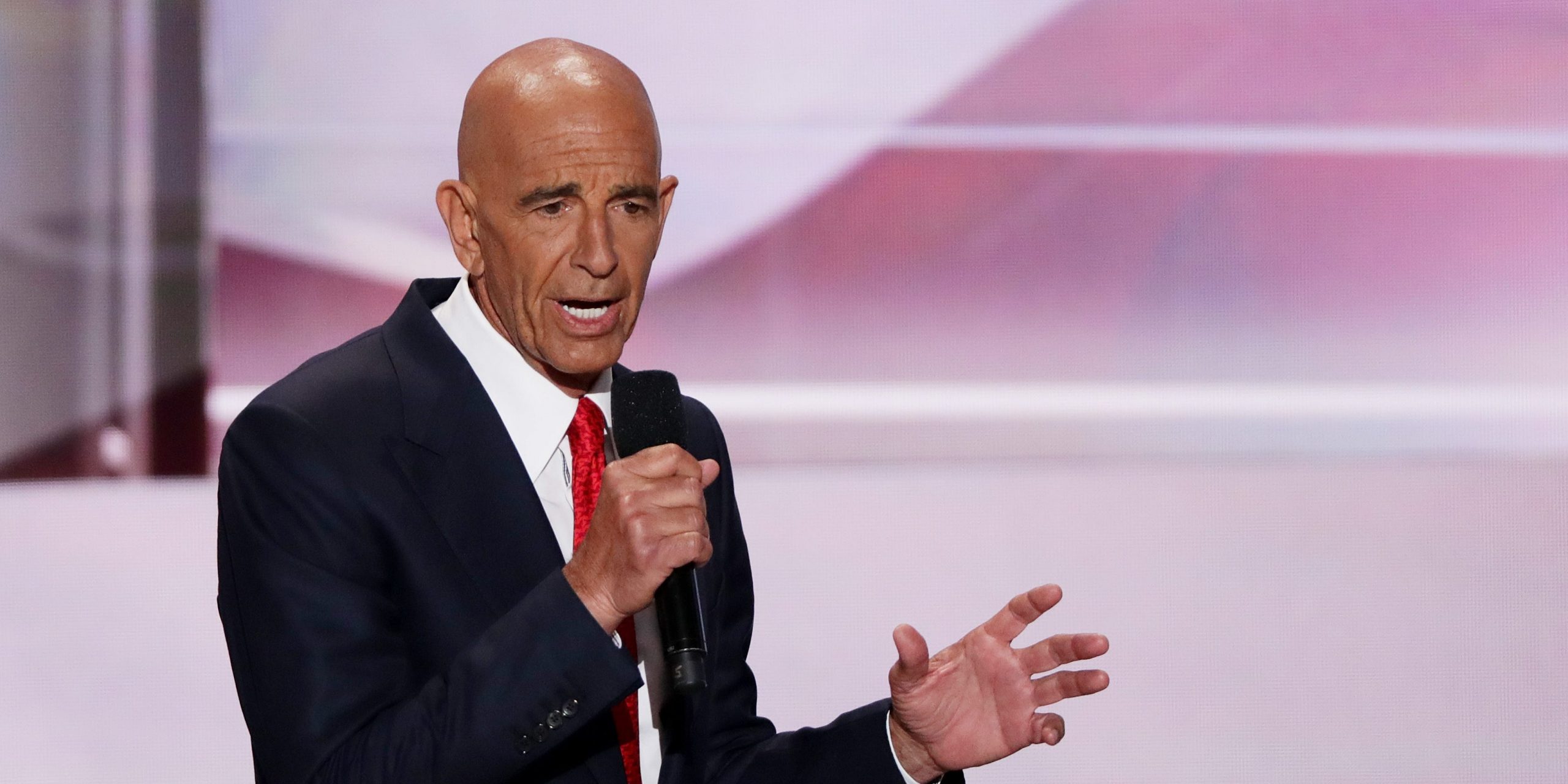 Tom Barrack, former Deputy Interior Undersecretary in the Reagan administration, delivers a speech on the fourth day of the Republican National Convention on July 21, 2016 at the Quicken Loans Arena in Cleveland, Ohio.