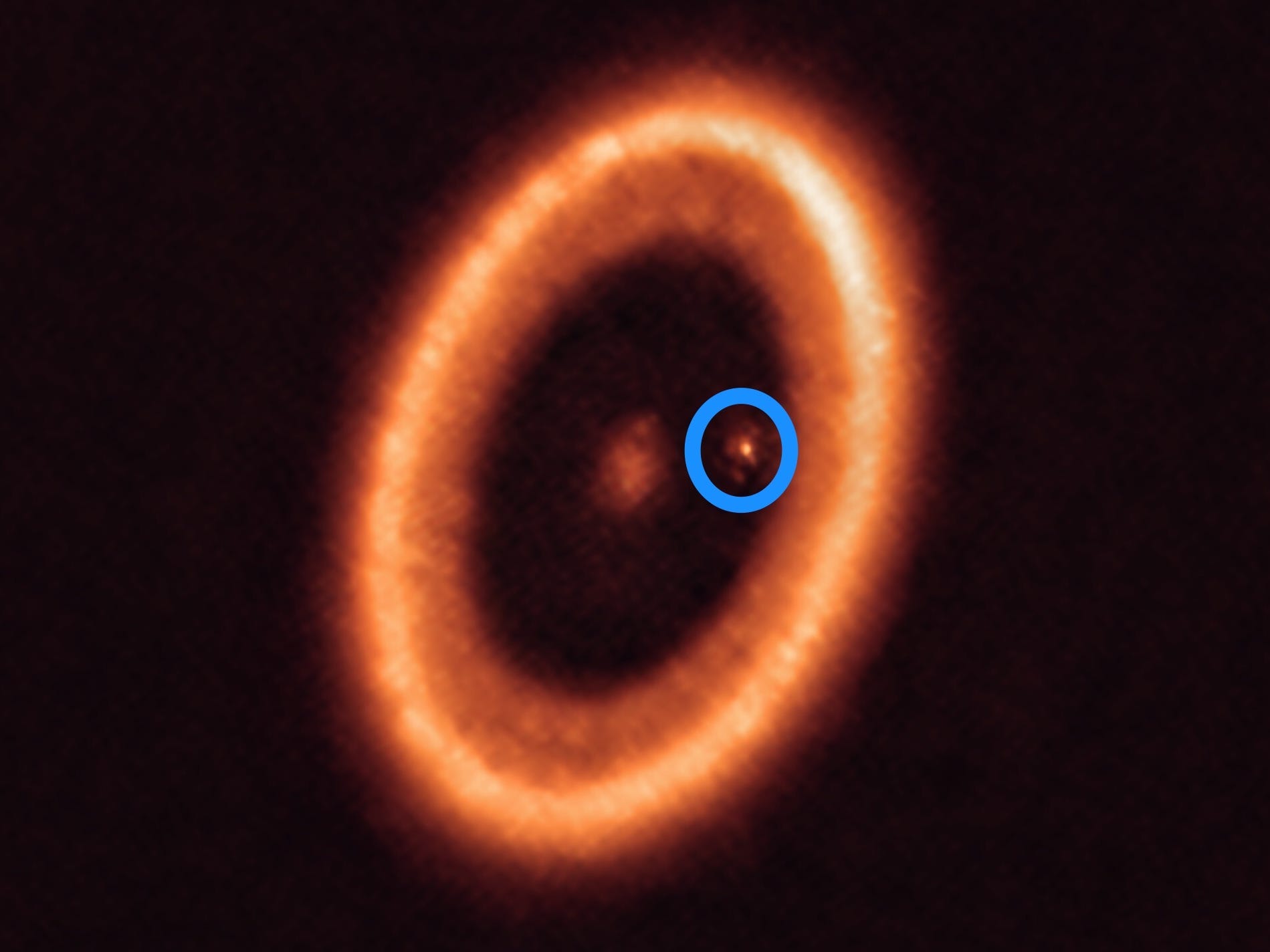 orange disk around a star with planet small orange dot