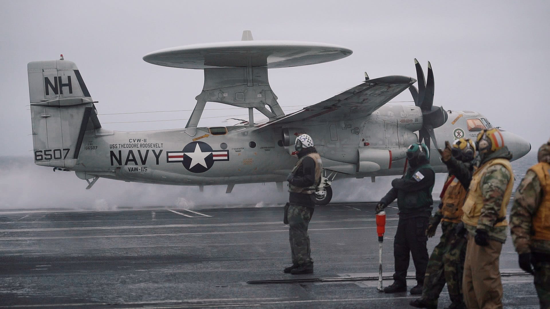 E-2C Hawkeye launches from USS Theodore Roosevelt aircraft carrier