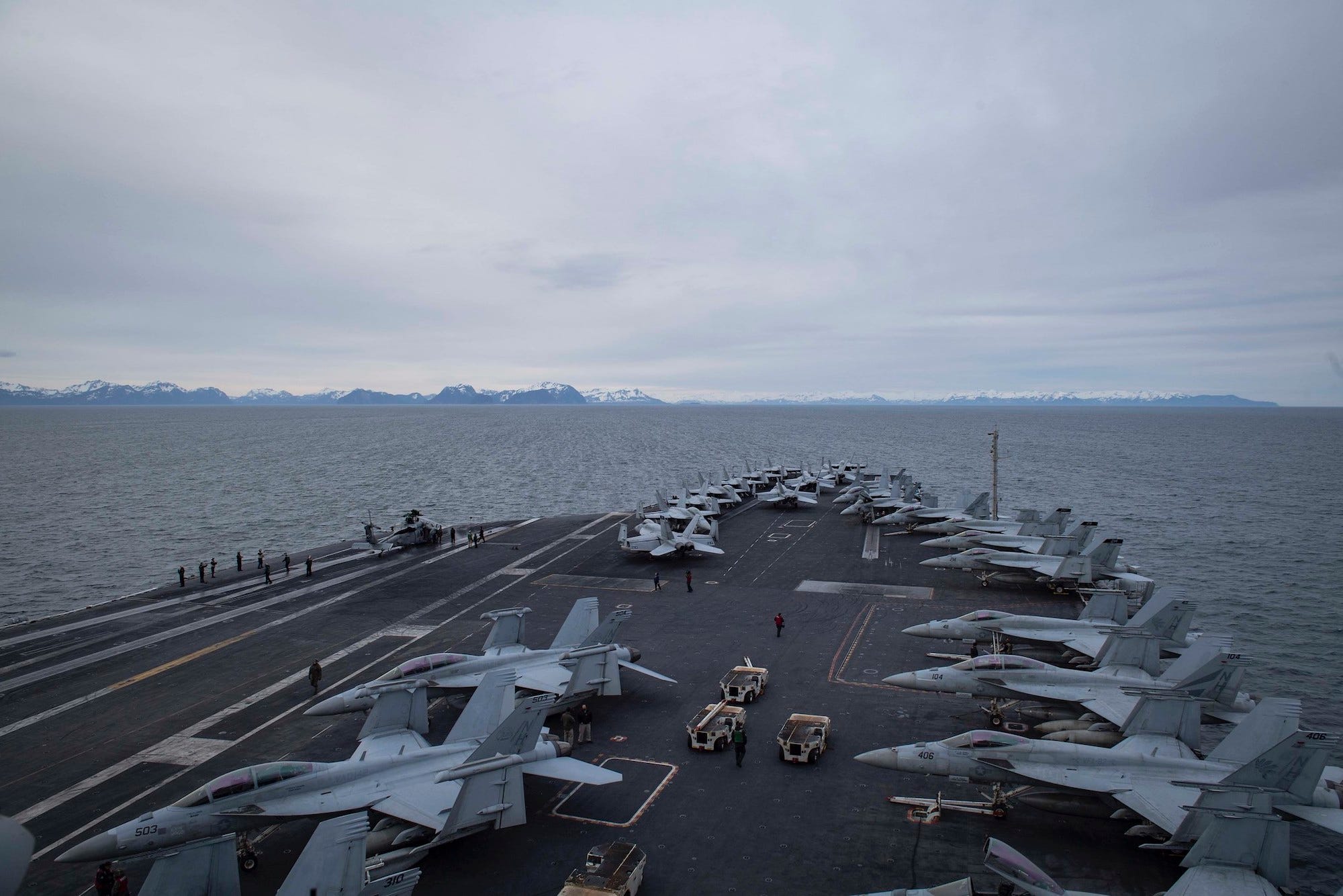 USS Theodore Roosevelt aircraft carrier near Alaska