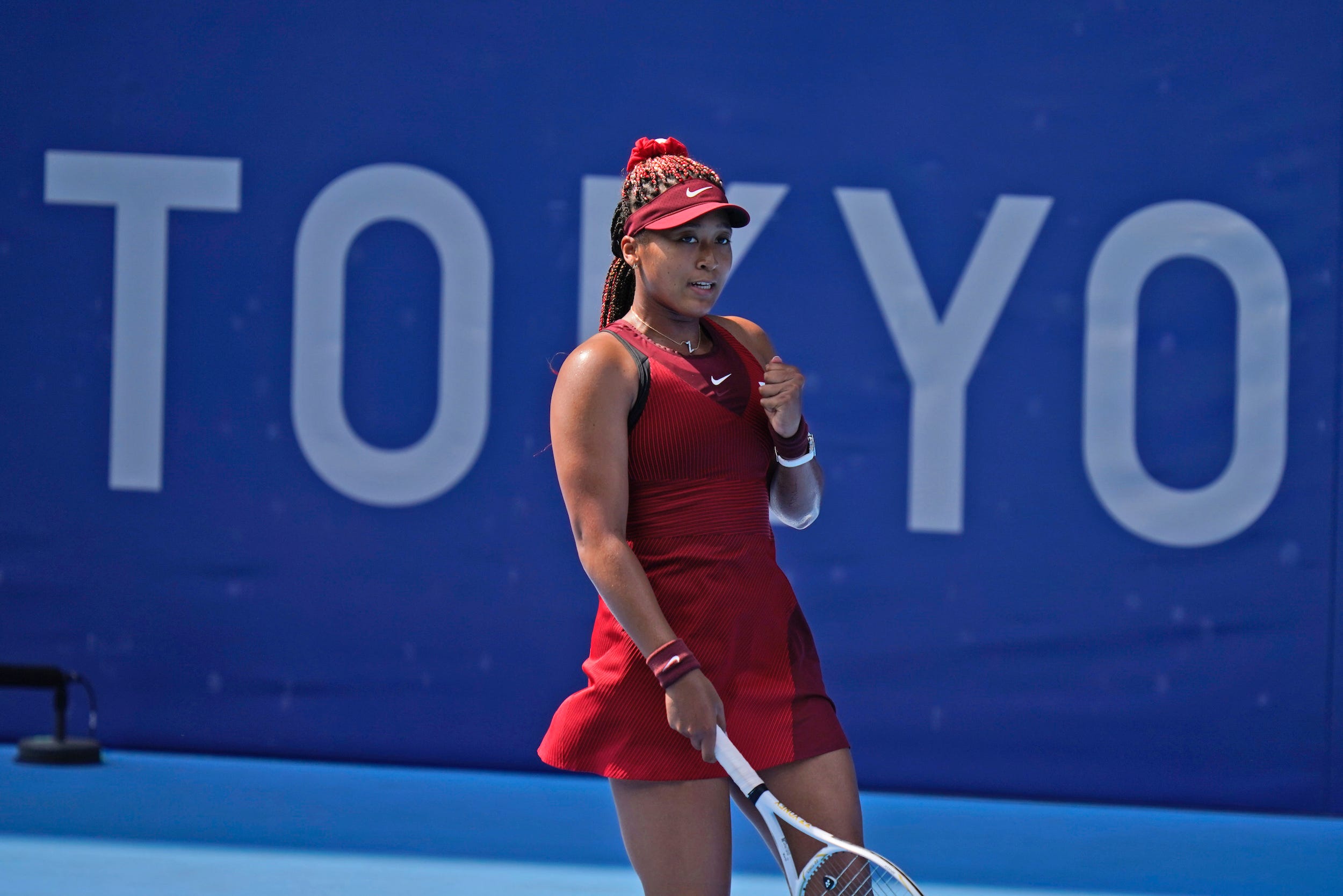 Naomi Osaka competes at the Tokyo Olympics.