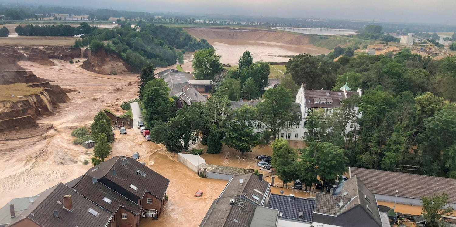 Aerial view of Germany flooding