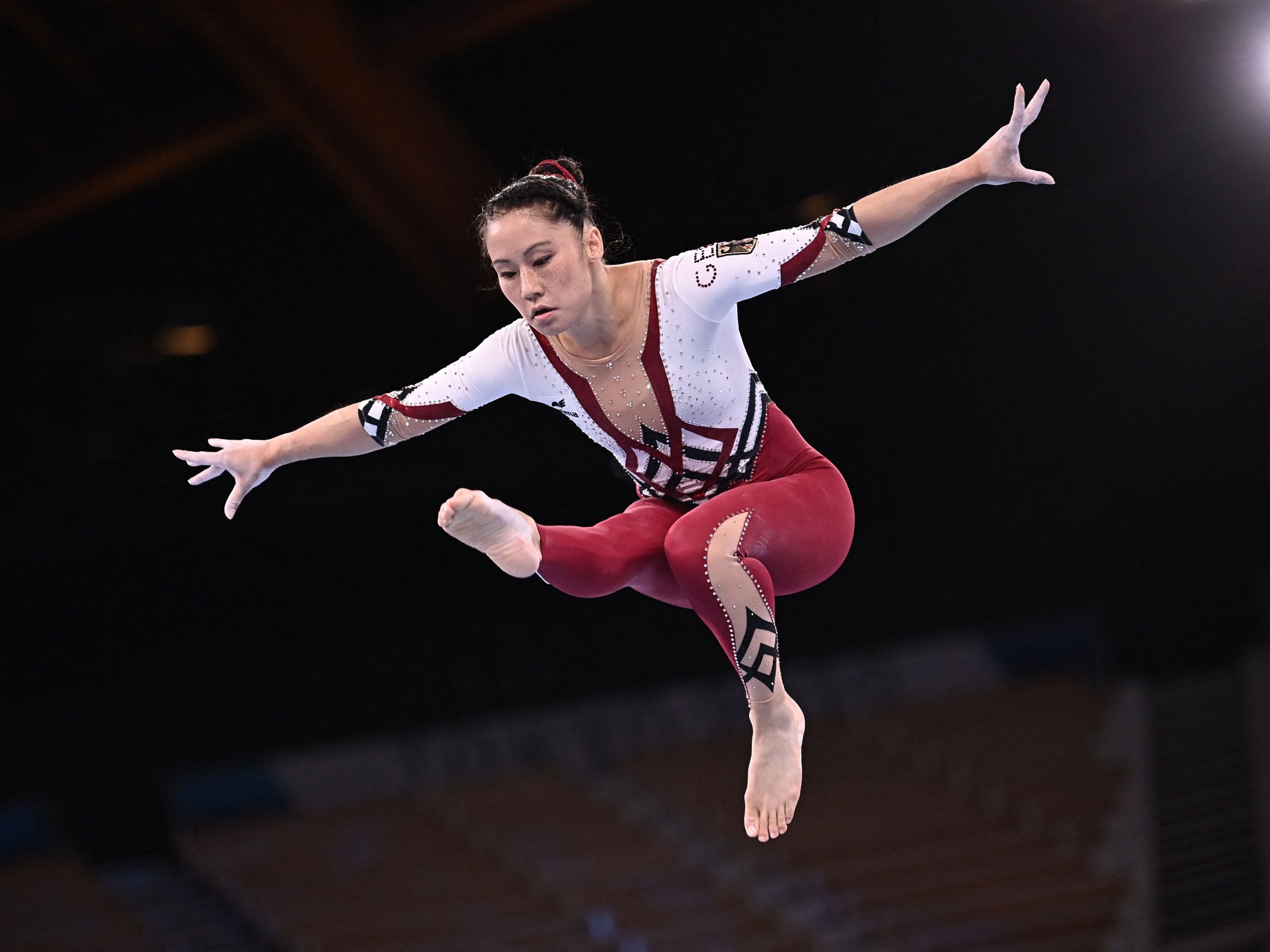 Germany's Kim Bui competes in the artistic gymnastics balance beam event during the Tokyo Olympics