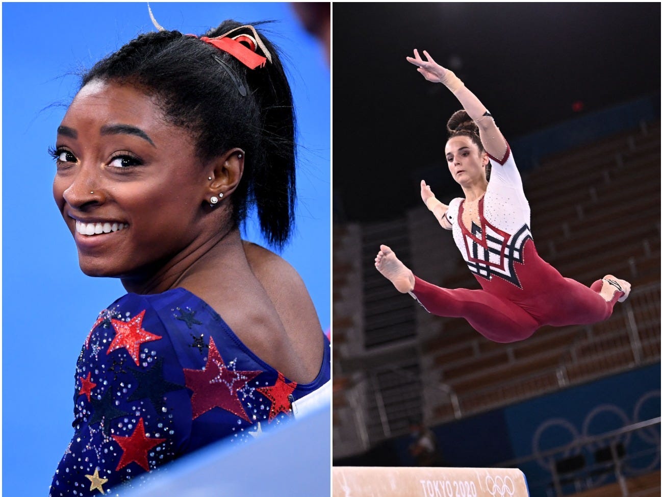 Simone Biles and german gymnast Pauline Schaefer-Betz