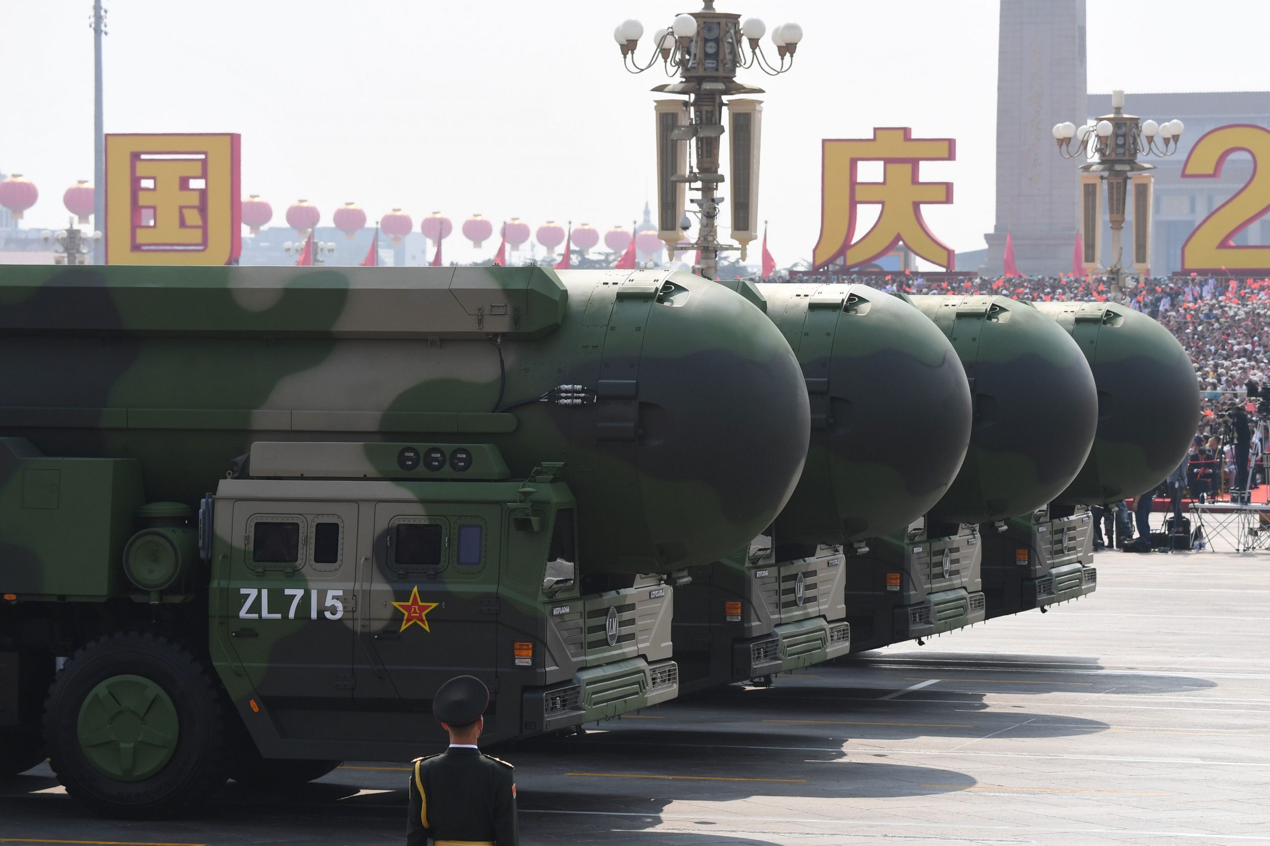China's DF-41 nuclear-capable intercontinental ballistic missiles are seen during a military parade at Tiananmen Square in Beijing on October 1, 2019, to mark the 70th anniversary of the founding of the People's Republic of China.
